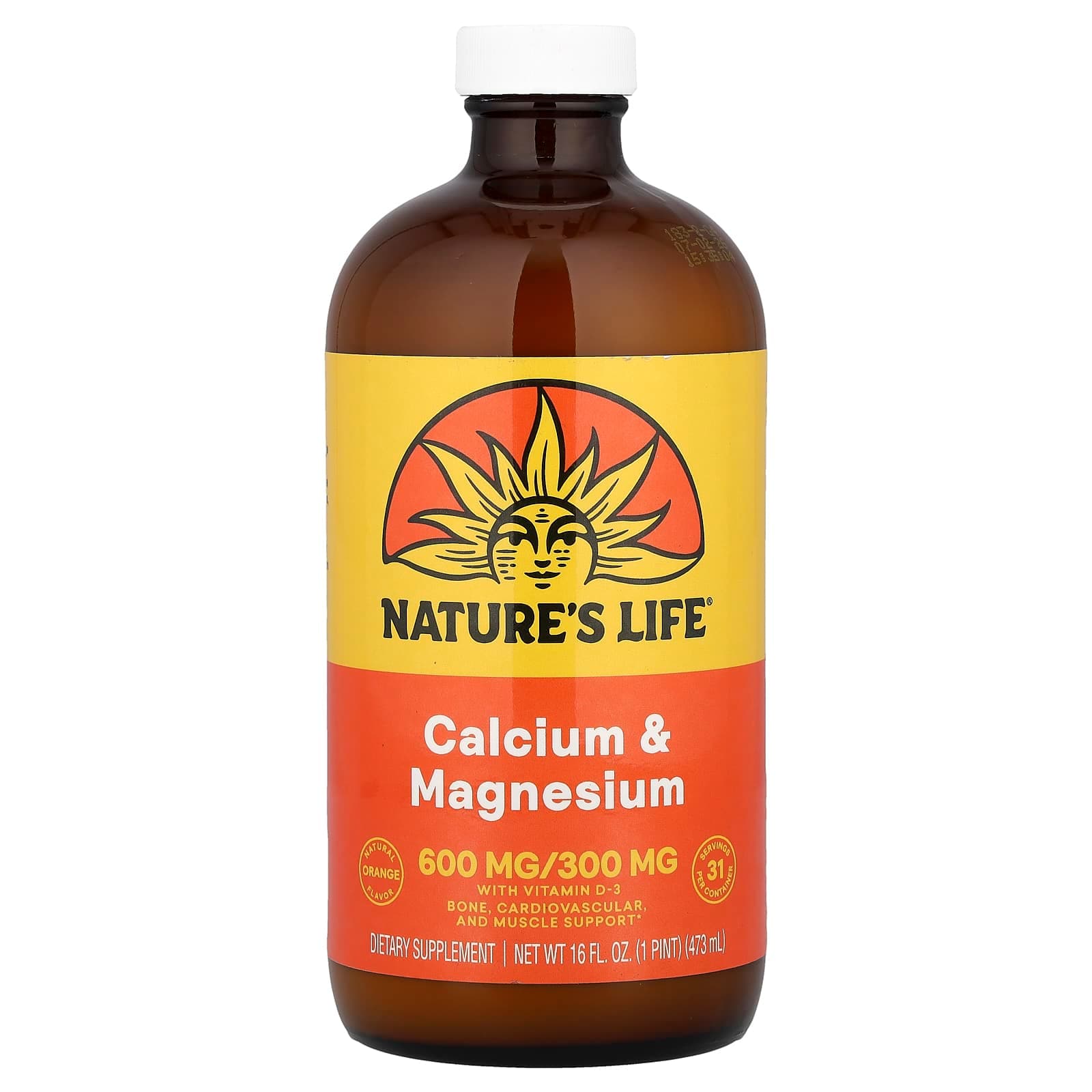 Nature's Life Calcium & Magnesium – Natural Orange – 473 ml de Nature's Life