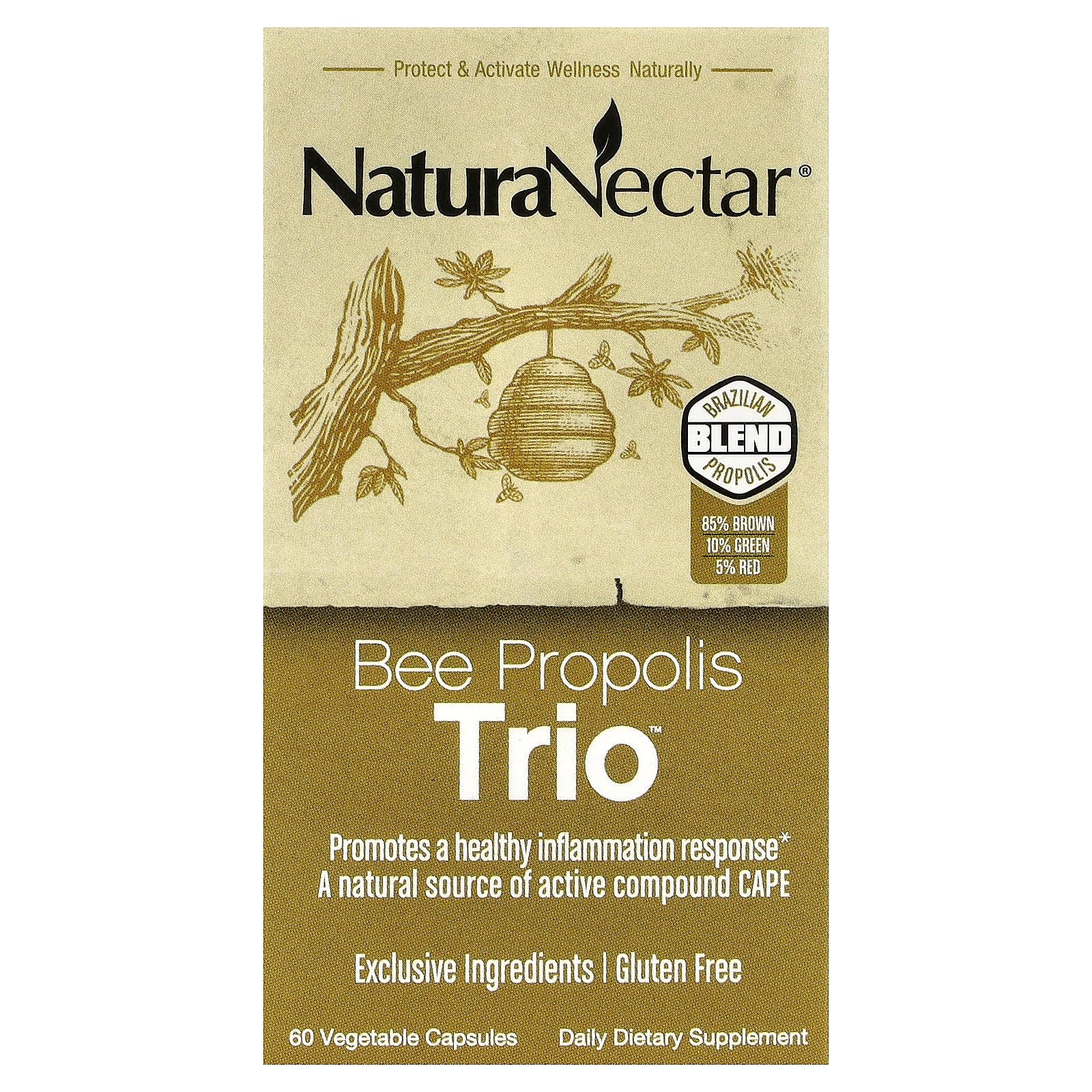 NaturaNectar Bee Propolis Trio, 60 Vegetable Capsules de NaturaNectar