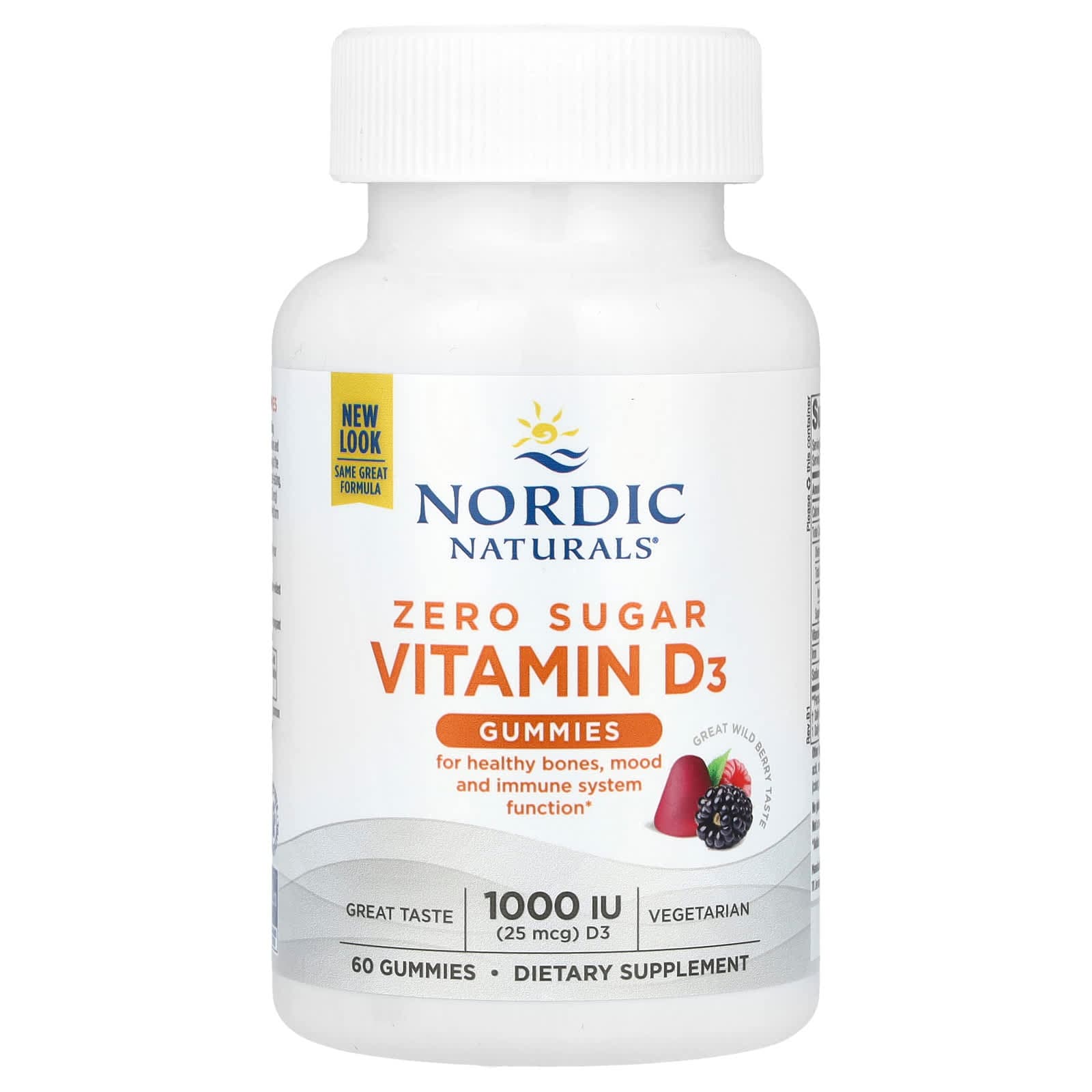 Nordic Naturals Zero Sugar Vitamin D3 Gummies – Great Wild Berry – 3 gommes de Nordic Naturals