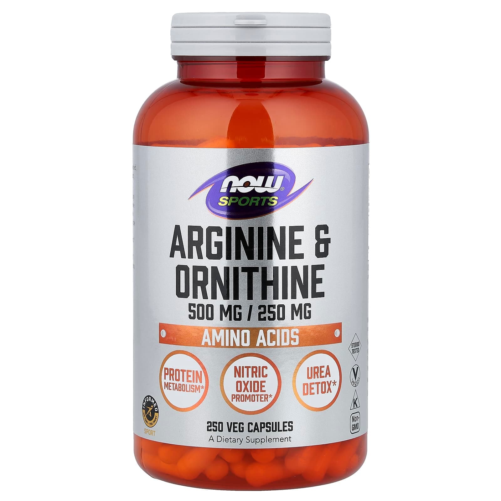 NOW Foods Sports, Arginine & Ornithine – 250 gélules végétales de NOW Foods