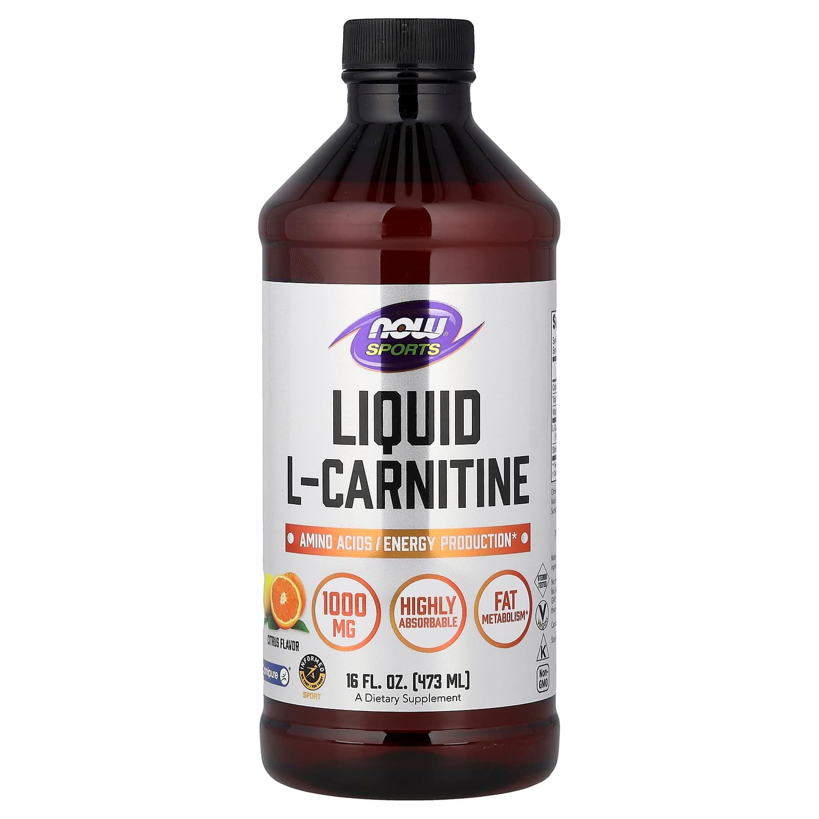 NOW Foods Sports, Liquid L-Carnitine – Citrus – 473 ml de NOW Foods