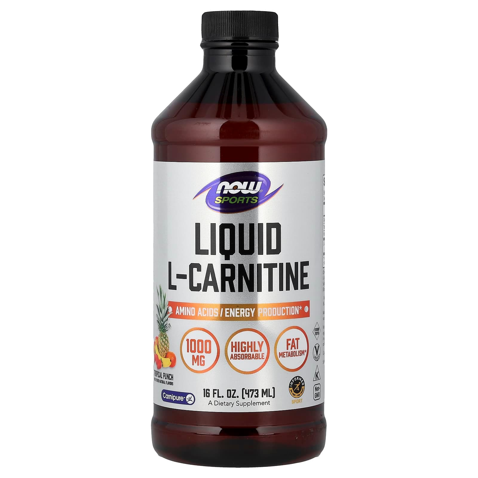 NOW Foods Sports, L-Carnitine Liquid – Tropical Punch – 473 ml de NOW Foods