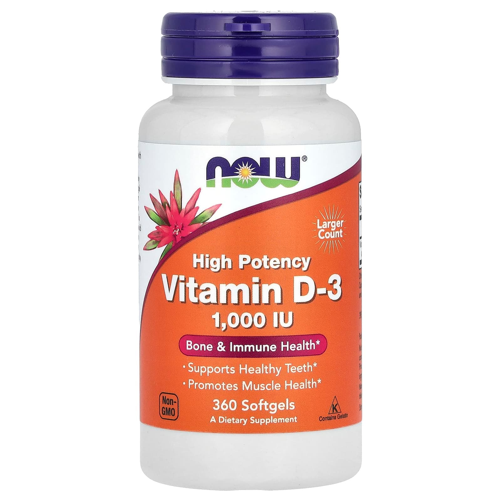NOW Foods Vitamin D-3, High Potency – 360 capsules molles de NOW Foods