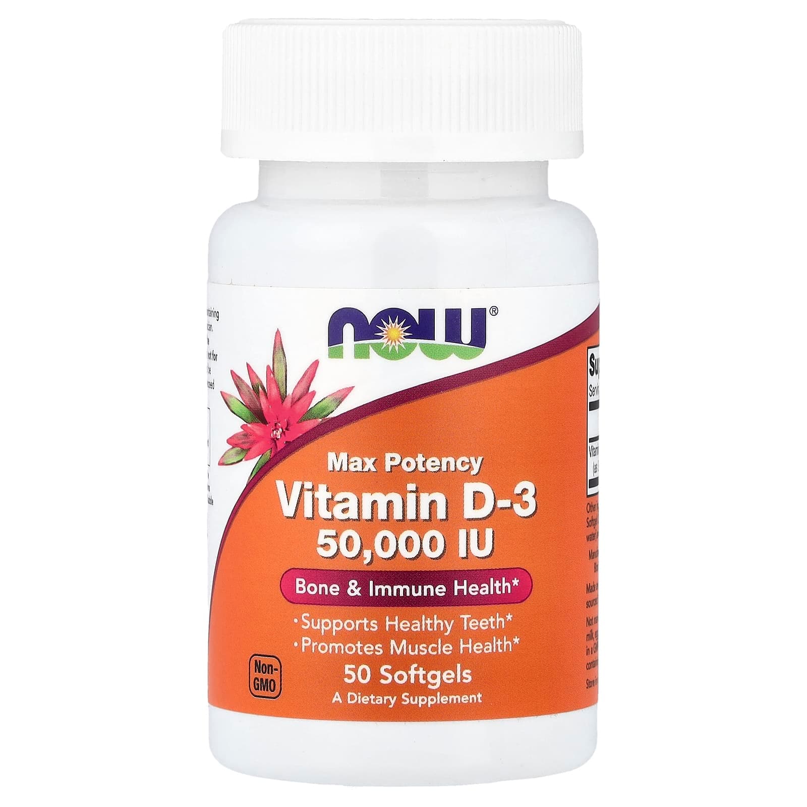NOW Foods Vitamin D-3, Max Potency – 50 capsules molles de NOW Foods