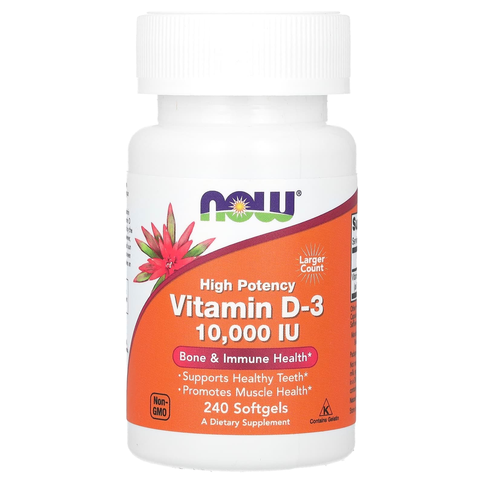 NOW Foods Vitamin D-3, High Potency – 240 capsules molles de NOW Foods