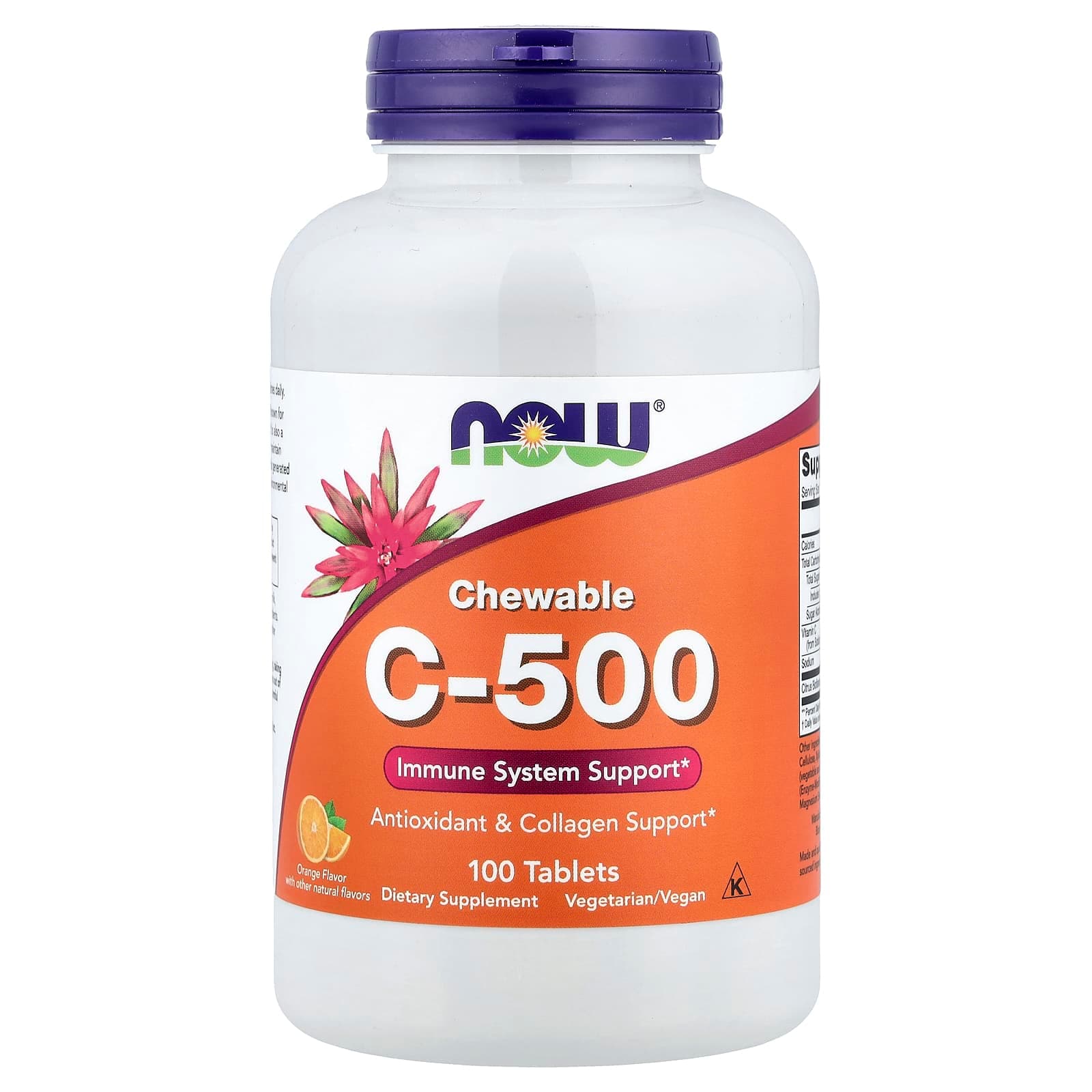NOW Foods Chewable Vitamin C-500 – Orange – 100 comprimés de NOW Foods