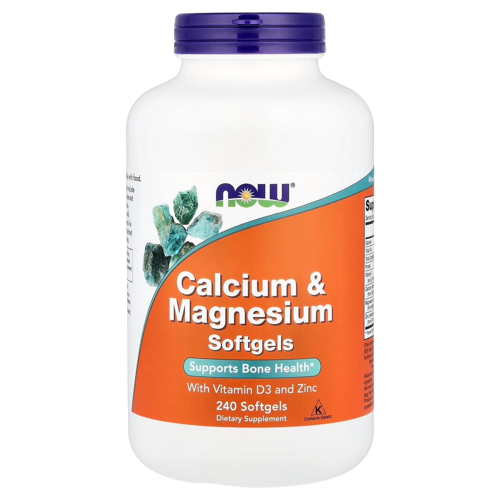NOW Foods Calcium & Magnesium With Vitamin D-3 and Zinc – 240 capsules molles de NOW Foods