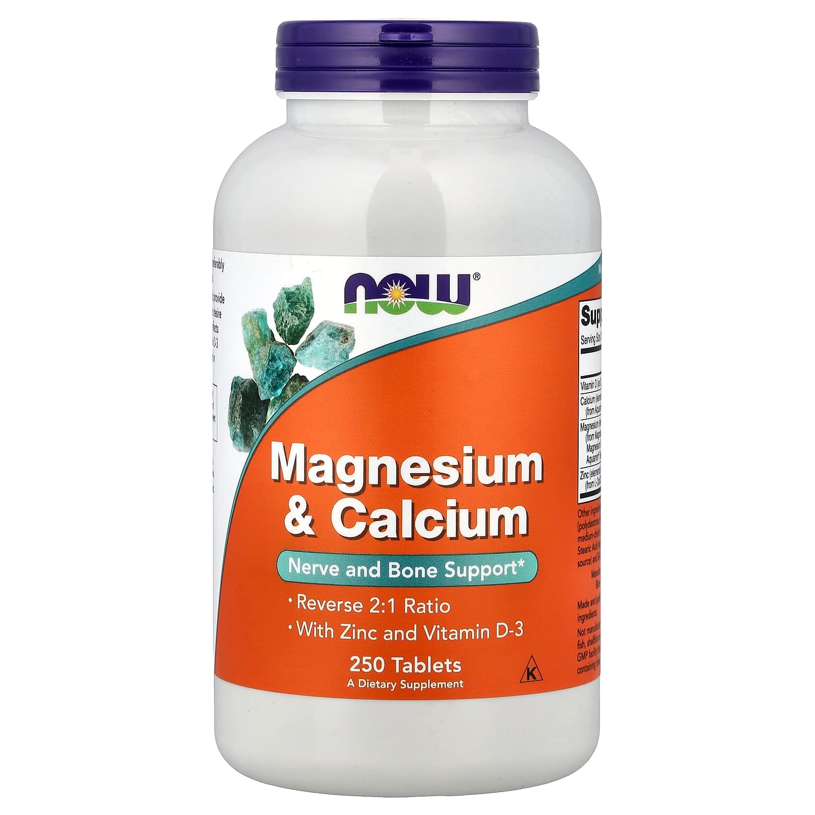 NOW Foods Magnesium & Calcium With Zinc and Vitamin D-3 – 250 comprimés de NOW Foods