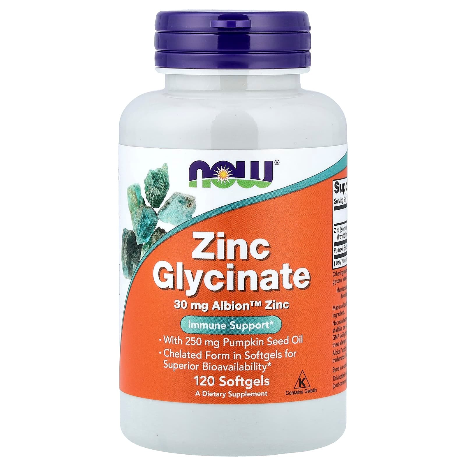 NOW Foods Zinc Glycinate – 120 capsules molles de NOW Foods