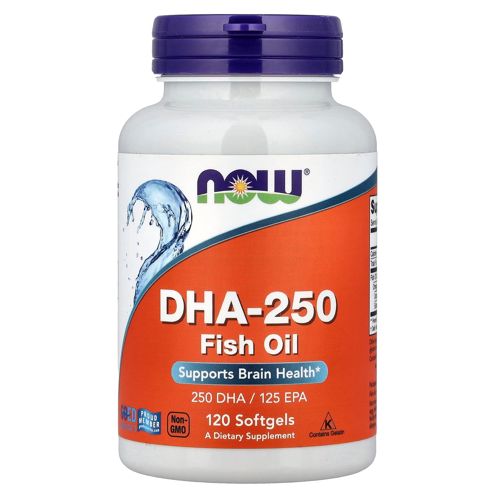 NOW Foods DHA-250, Fish Oil – 120 capsules molles de NOW Foods