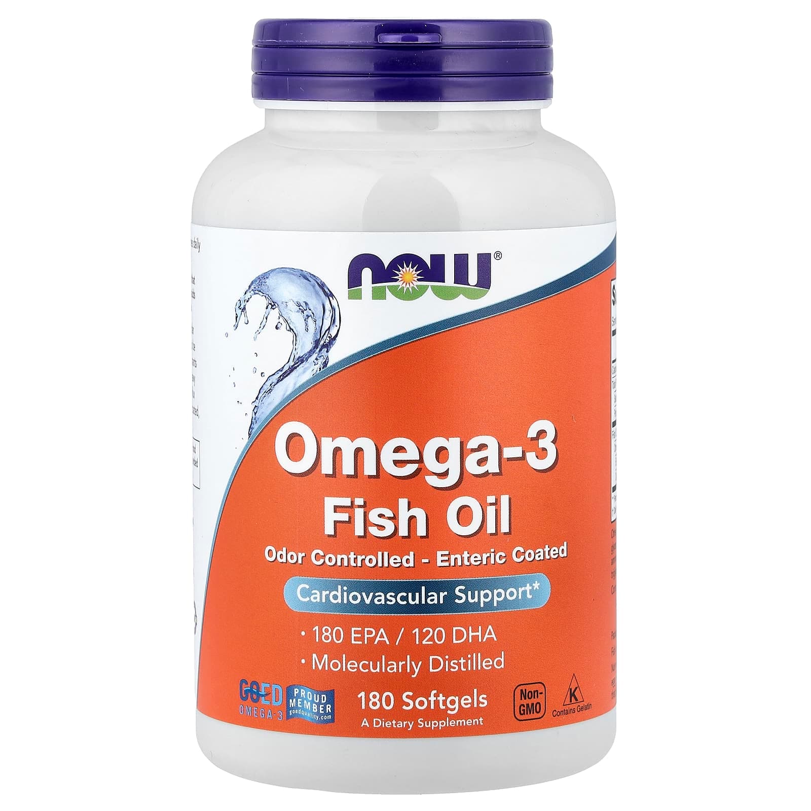 NOW Foods Omega-3 Fish Oil – 180 capsules molles de NOW Foods