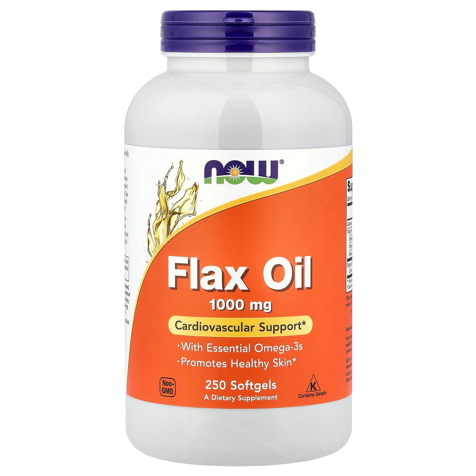 NOW Foods Flax Oil with Essential Omega-3's – 250 capsules molles de NOW Foods