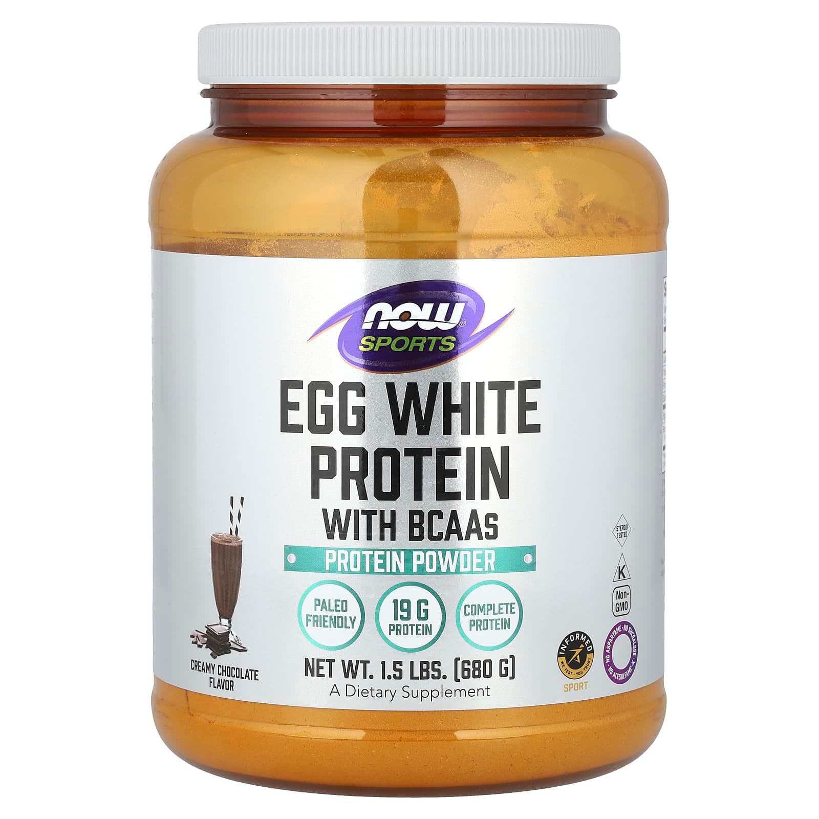 NOW Foods Sports, Egg White Protein With BCAAs – Creamy Chocolate – 680 g de NOW Foods