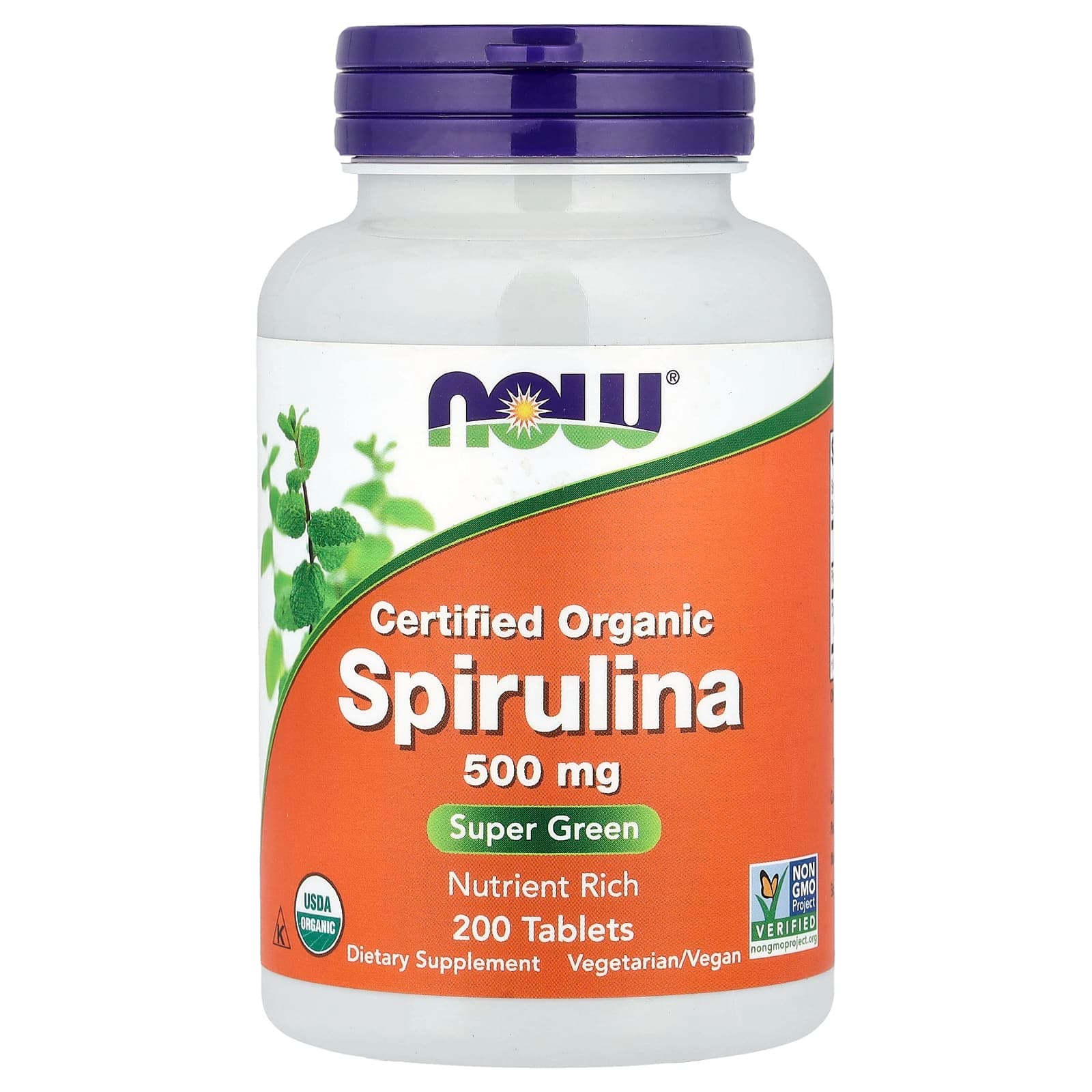 NOW Foods Certified Organic Spirulina – 200 comprimés de NOW Foods