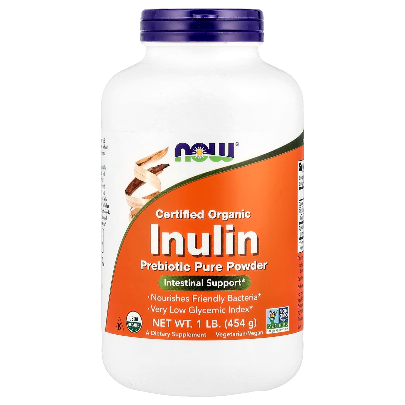 NOW Foods Certified Organic Inulin, Prebiotic Pure Powder – 454 g de NOW Foods