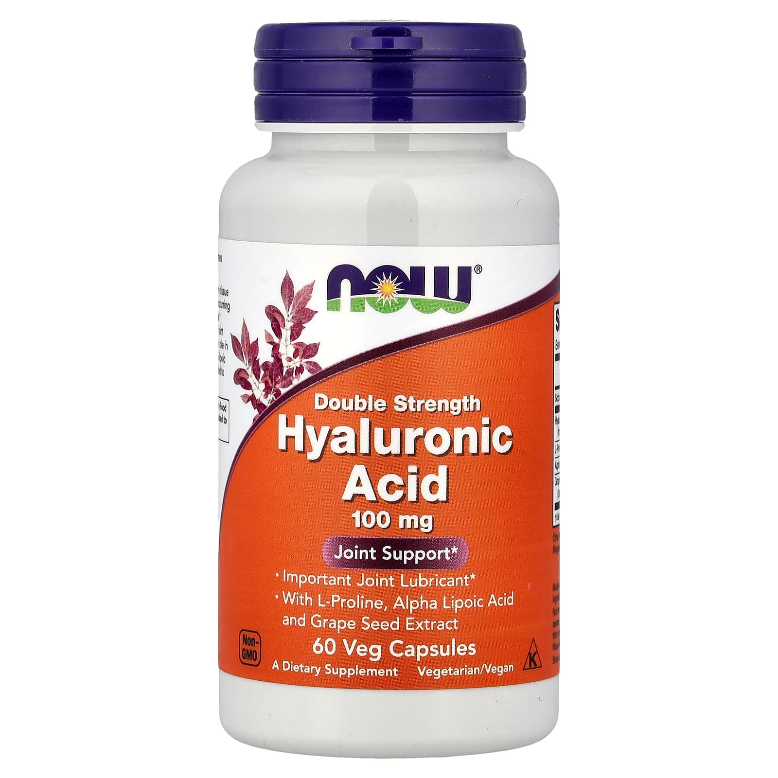 NOW Foods Hyaluronic Acid With L-Proline – Alpha Lipoic Acid and Grape Seed Extract – 60 gélules végétales de NOW Foods