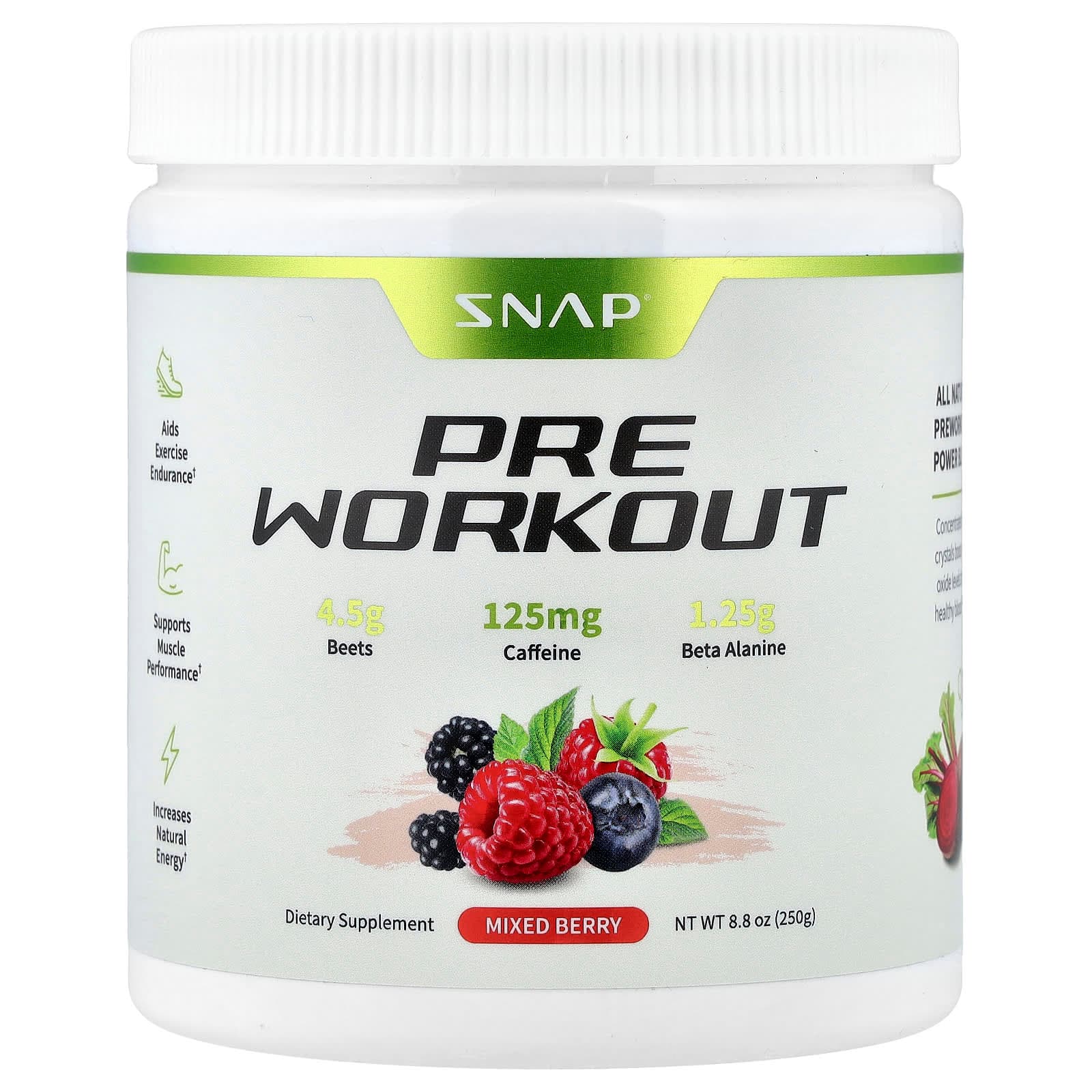Snap Supplements Pre Workout – Mixed Berry – 250 g de Snap Supplements
