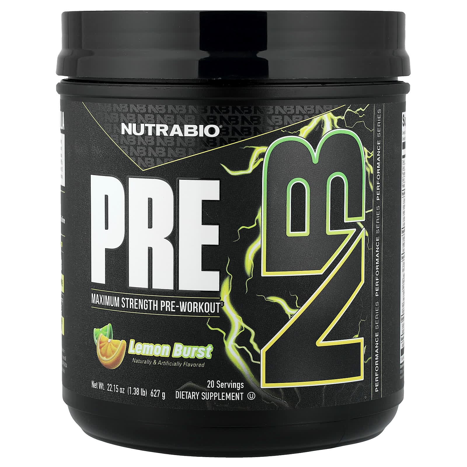 NutraBio PRE-Workout – Lemon Burst – 627 g de NutraBio