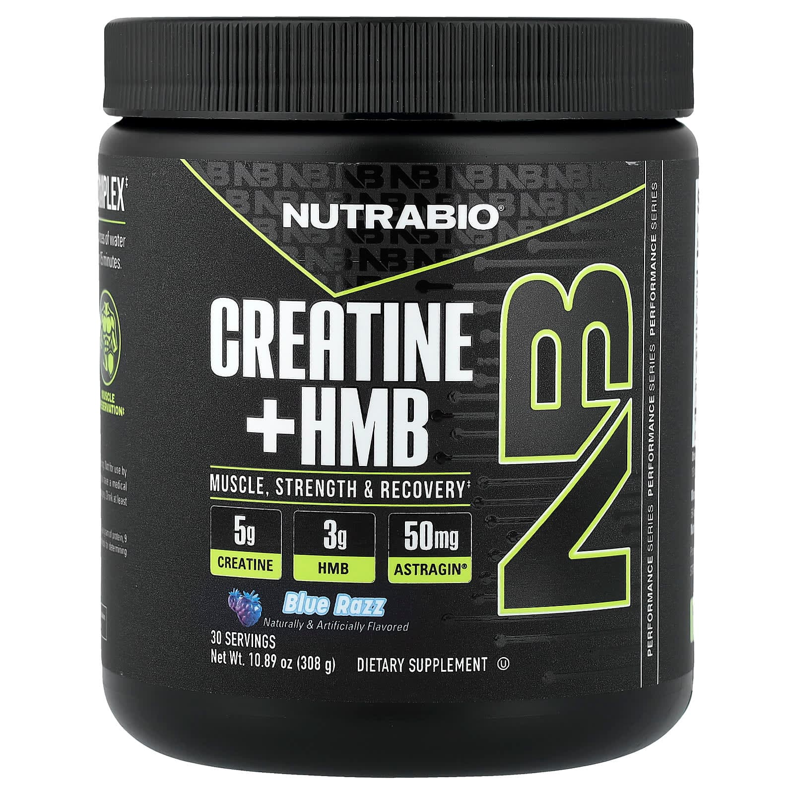 NutraBio Creatine + HMB – Blue Razz – 308 g de NutraBio
