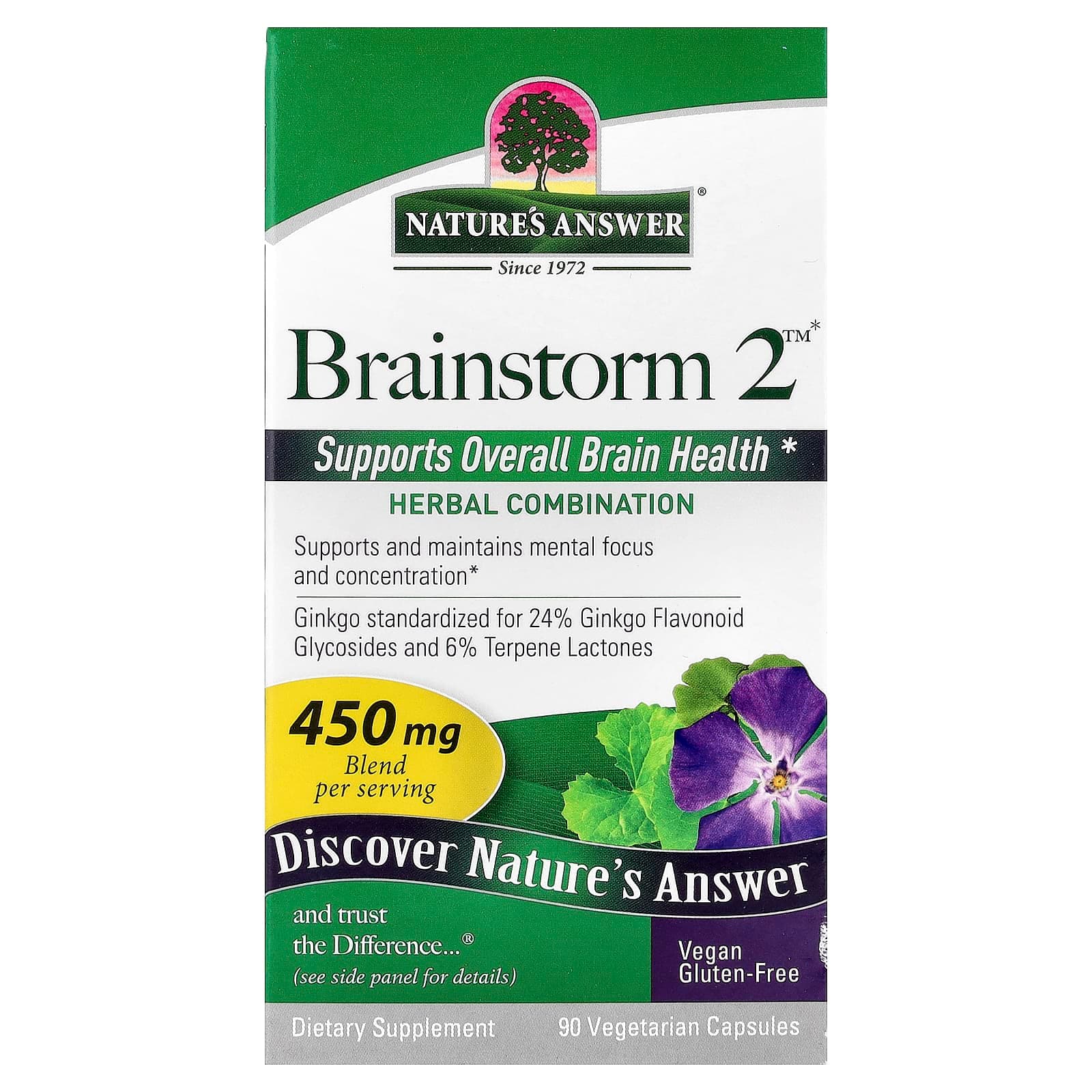 Nature's Answer Brainstorm 2, Herbal Combination – 90 gélules végétales de Nature's Answer
