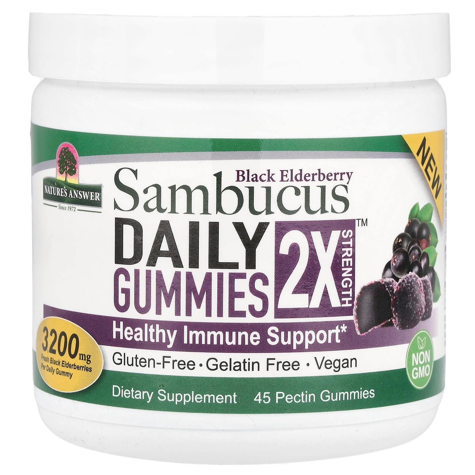 Nature's Answer Black Elderberry Sambucus Daily Gummies – Black Elderberry Sambucus Daily Gummies – 3200 mg de Nature's Answer