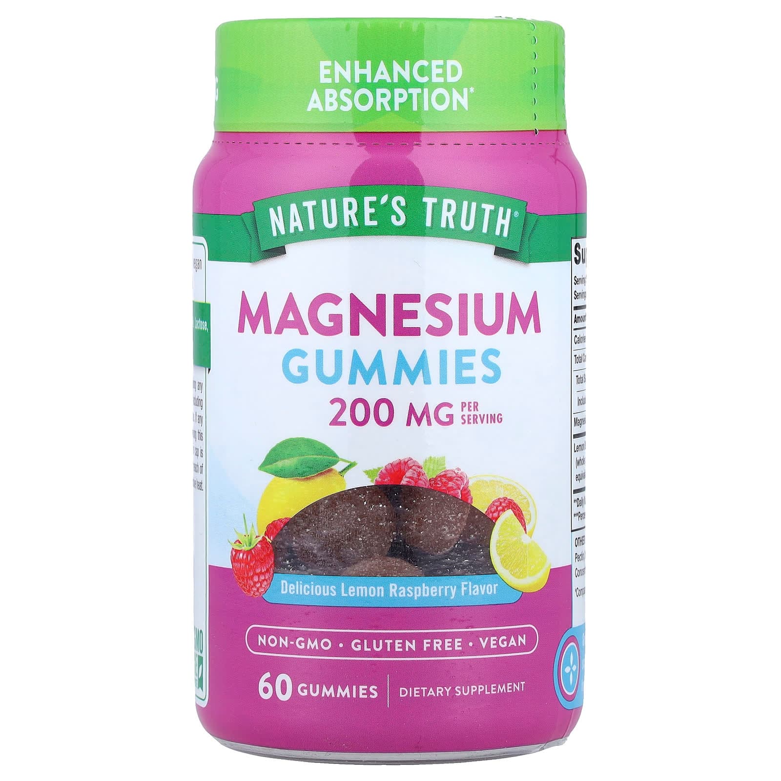 Nature's Truth Magnesium Gummies – Delicious Lemon Raspberry – 60 gommes de Nature's Truth