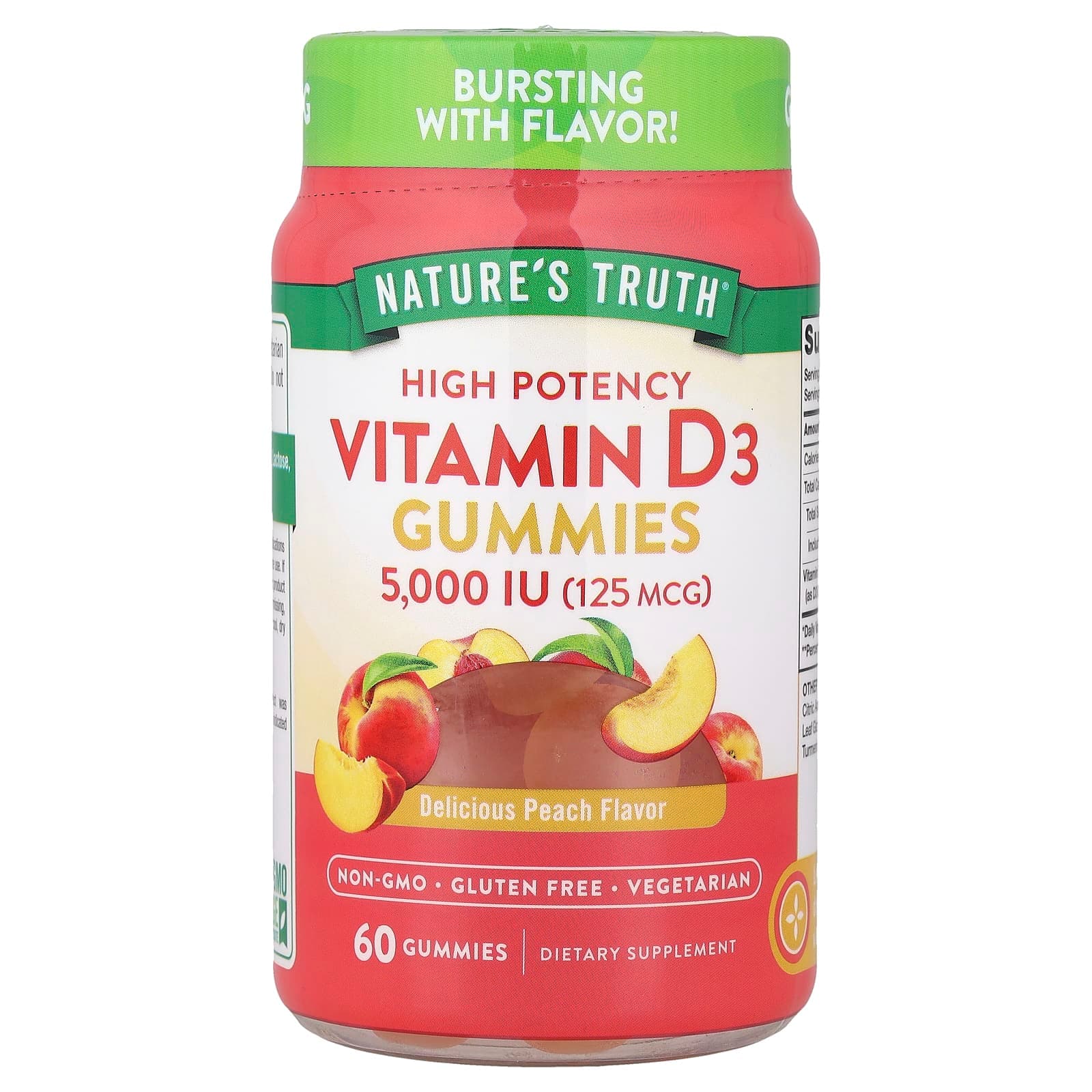 Nature's Truth Vitamin D3 Gummies, High Potency – Delicious Peach – 3 gommes de Nature's Truth