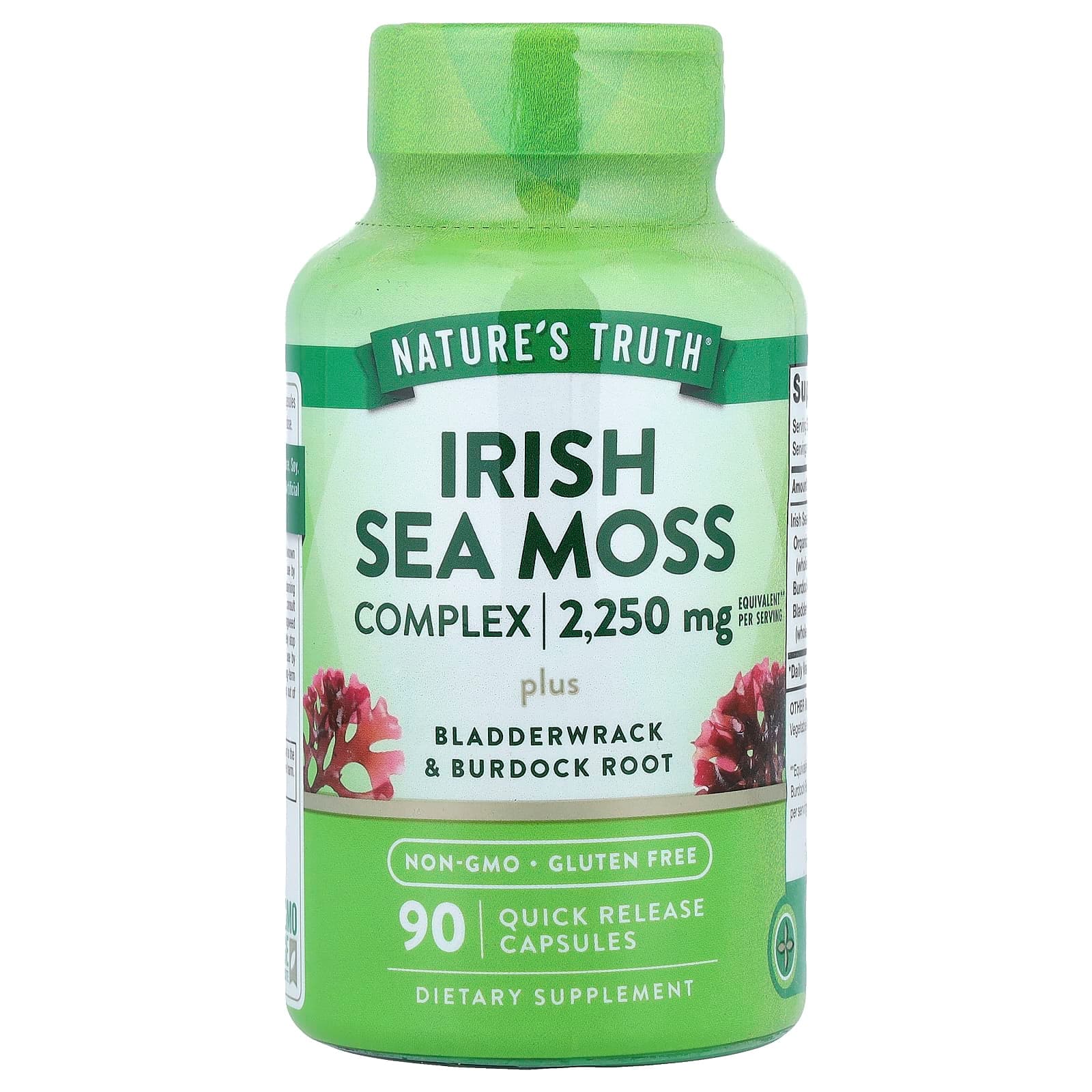 Nature's Truth Irish Sea Moss Complex Plus Bladderwrack & Burdock Root, 90 Quick Release Capsules de Nature's Truth