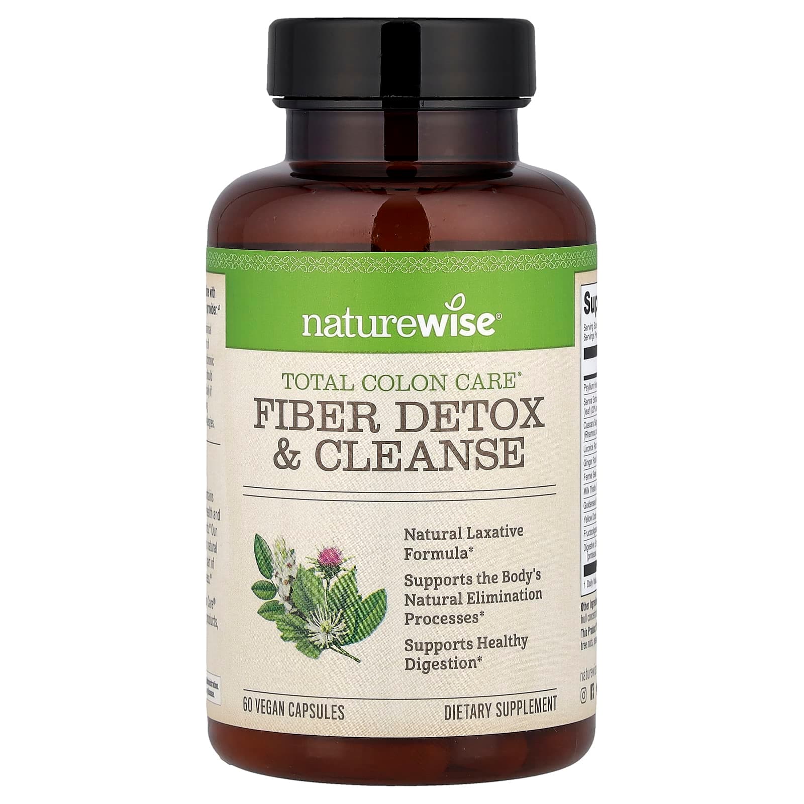 NatureWise Total Colon Care, Fiber Detox & Cleanse – 60 gélules véganes de NatureWise