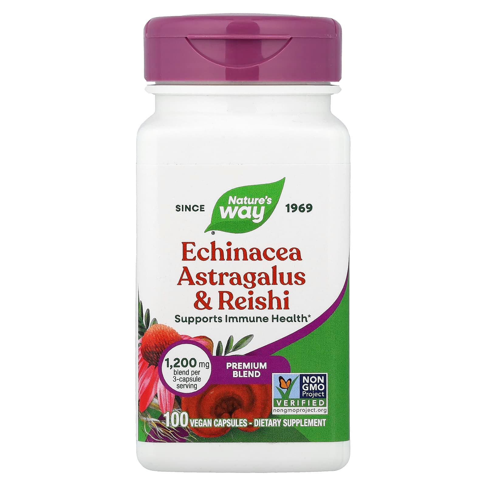 Nature's Way Echinacea Astragalus & Reishi – 100 gélules véganes de Nature's Way