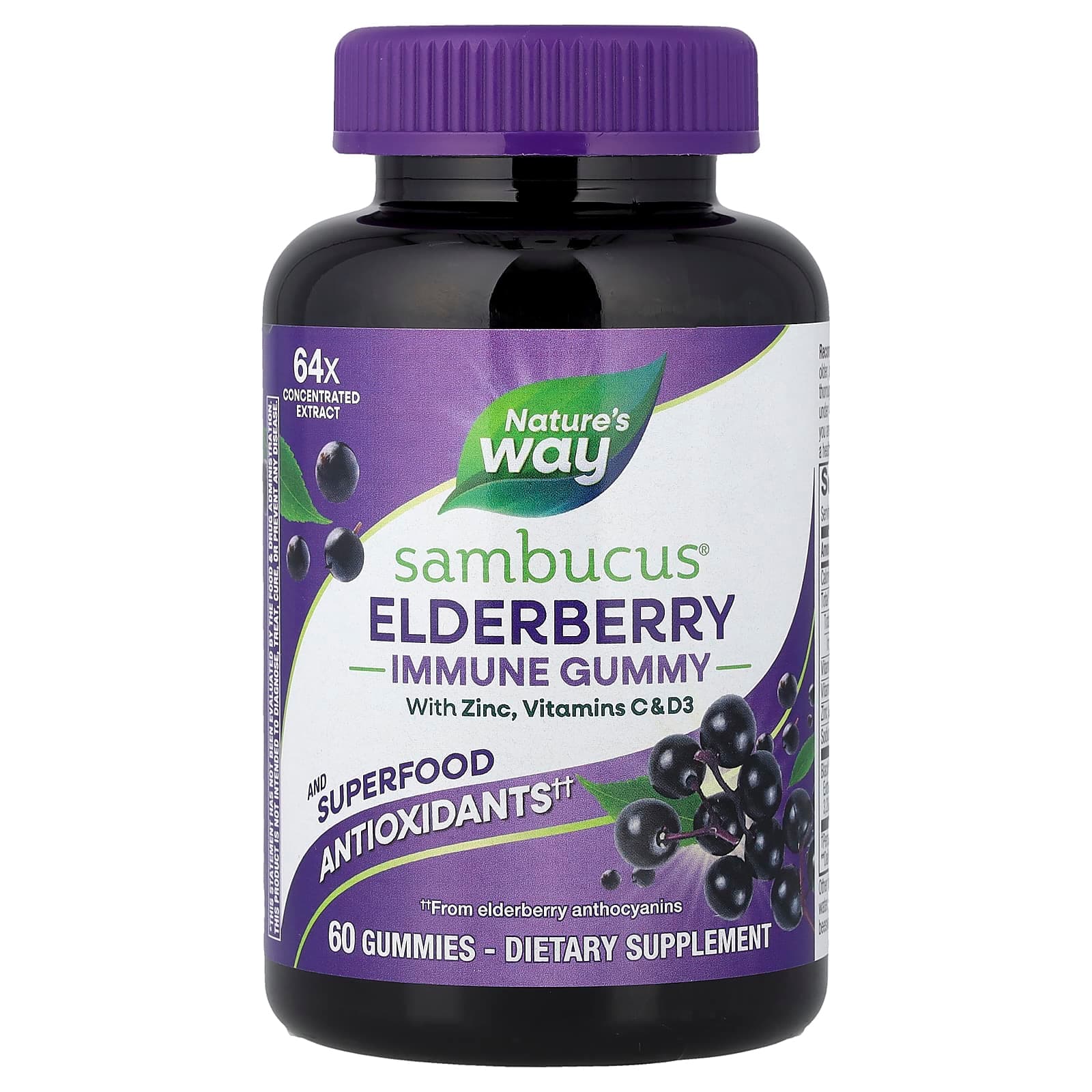Nature's Way Sambucus, Immune Gummy – Elderberry – 60 gommes de Nature's Way