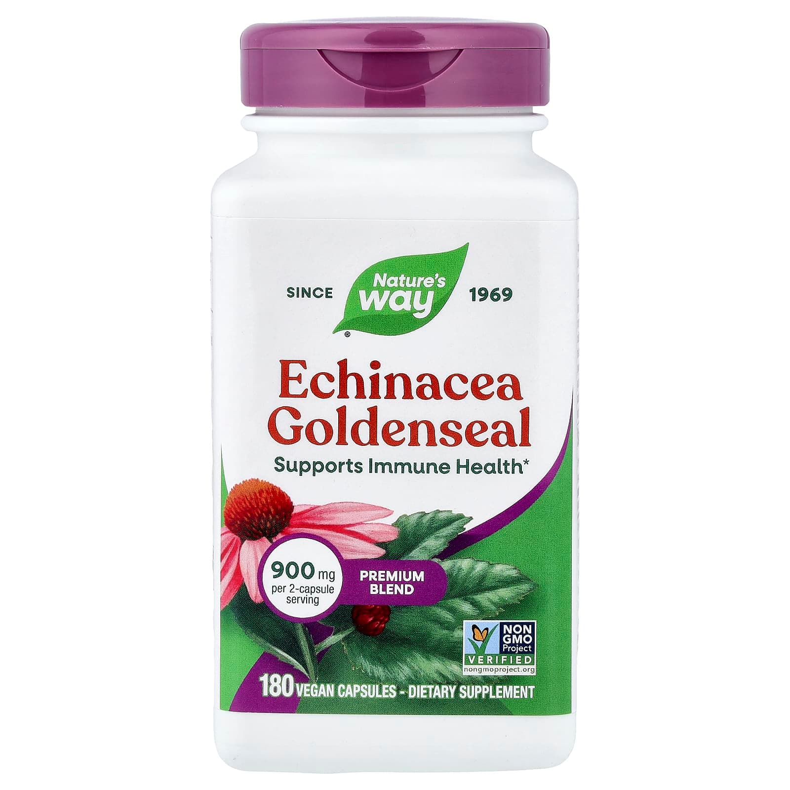 Nature's Way Echinacea Goldenseal, Premium Blend – 180 gélules véganes de Nature's Way