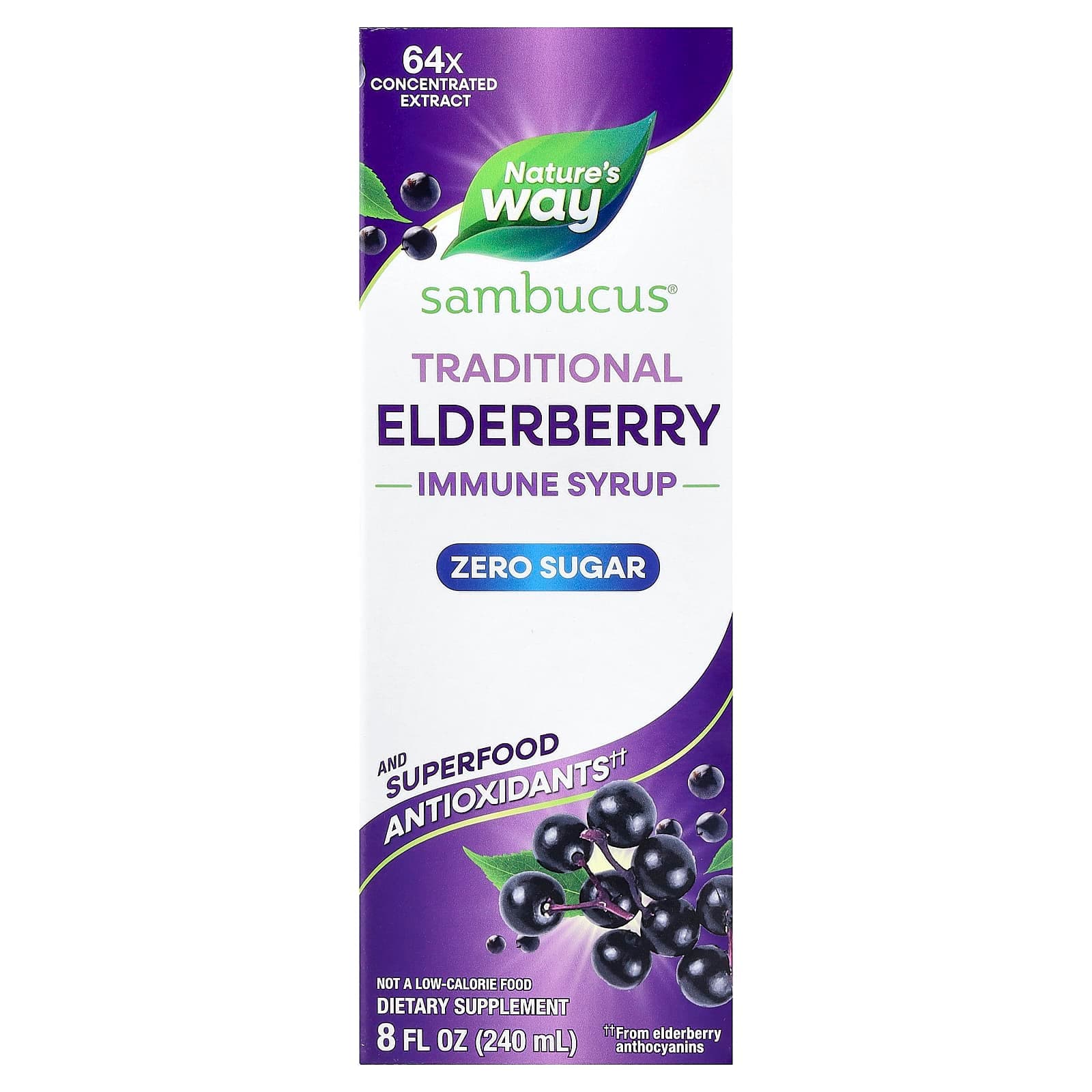 Nature's Way Sambucus, Traditional Immune Syrup, Zero Sugar – Elderberry – 240 ml de Nature's Way