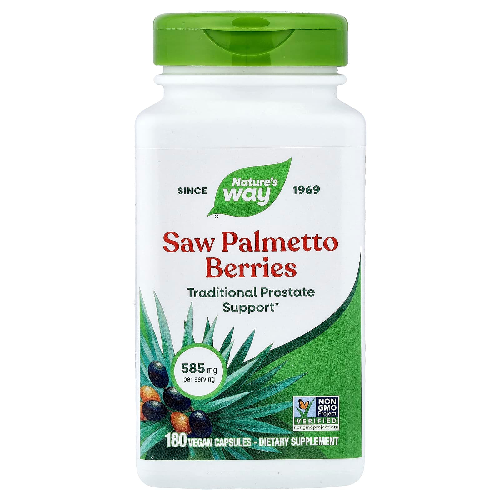 Nature's Way Saw Palmetto Berries – Saw Palmetto Berries – 180 gélules véganes de Nature's Way