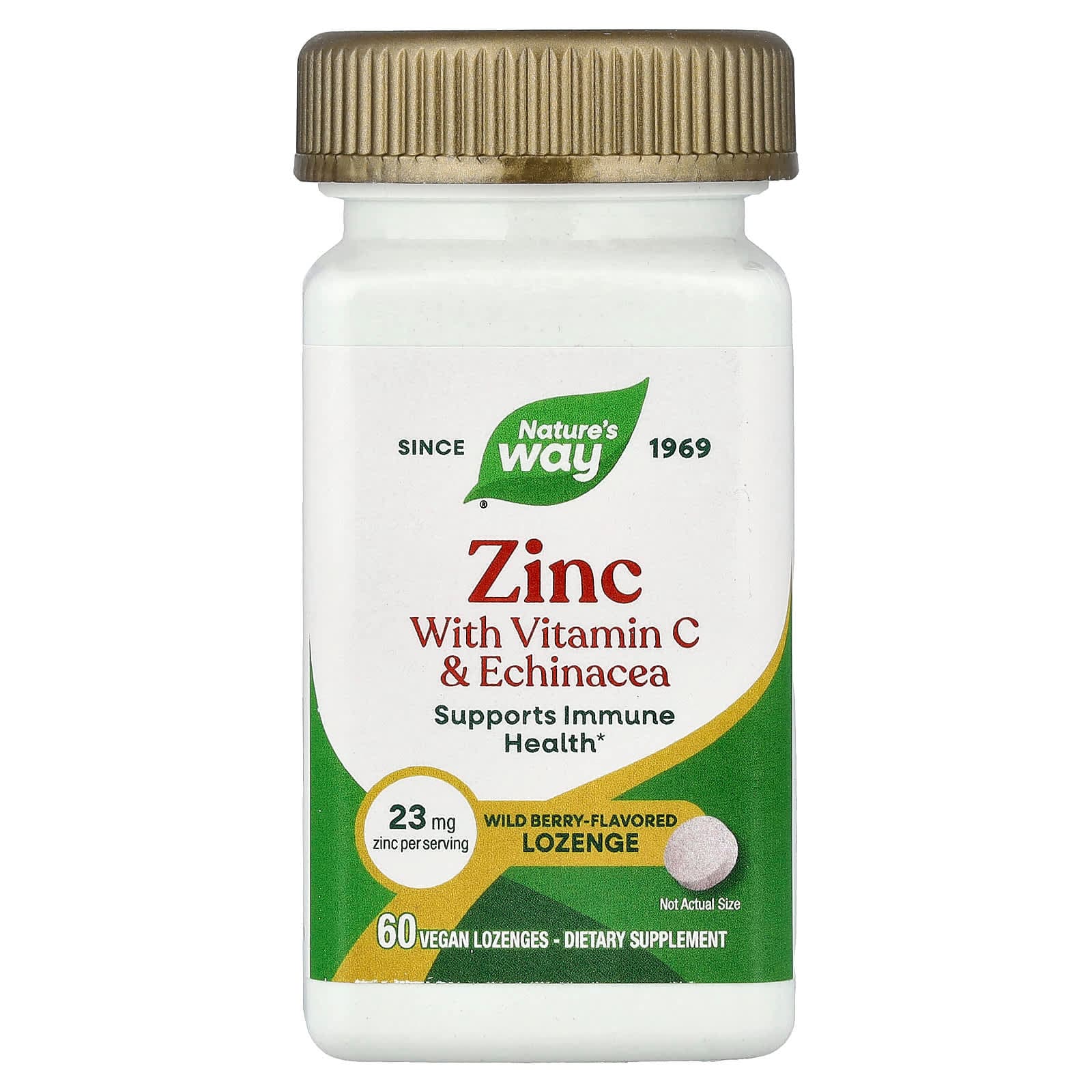 Nature's Way Zinc with Vitamin C & Echinacea, 60 Vegan Lozenges – Wild Berry de Nature's Way