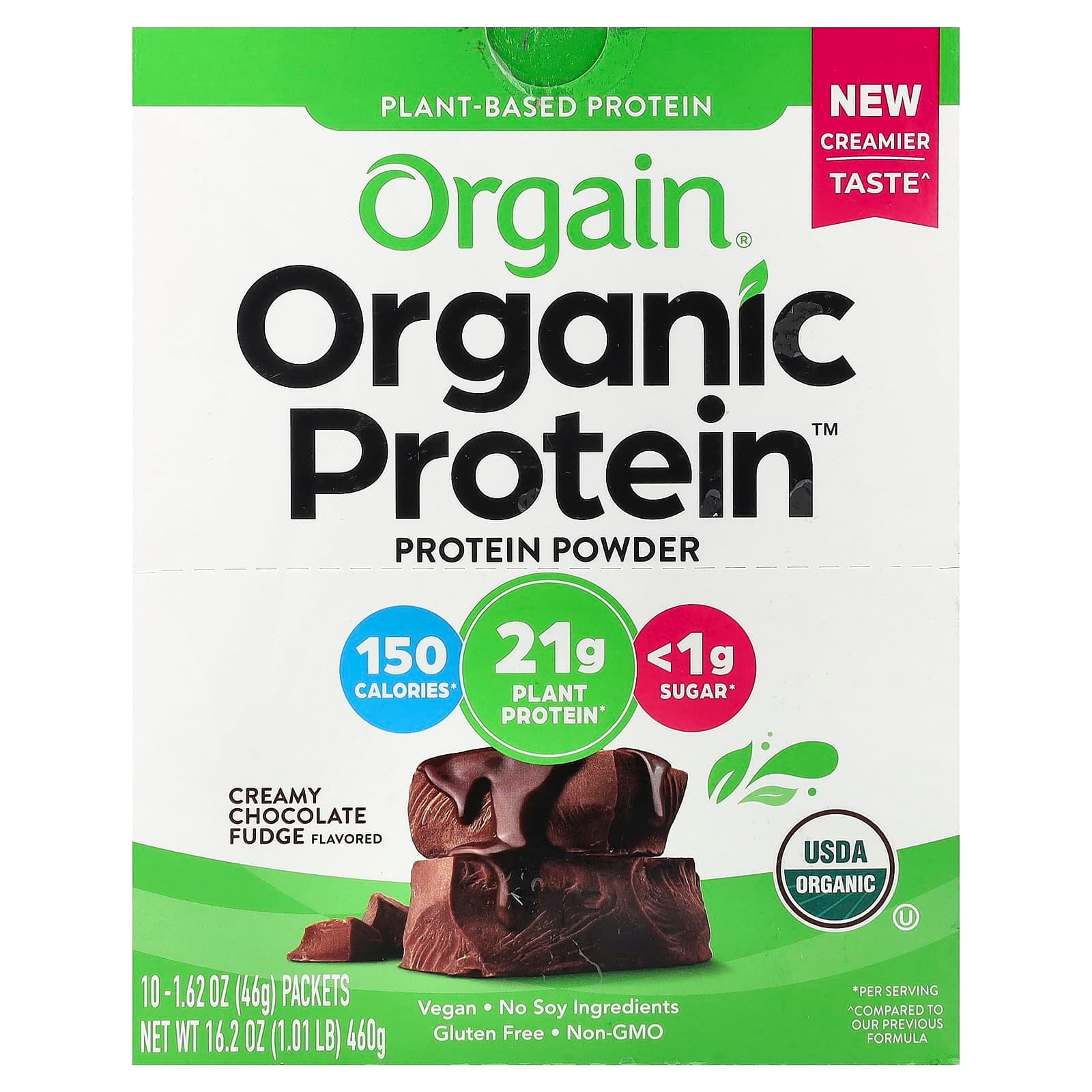 Orgain Organic Protein Powder, Plant-Based – Creamy Chocolate Fudge – 46 g de Orgain