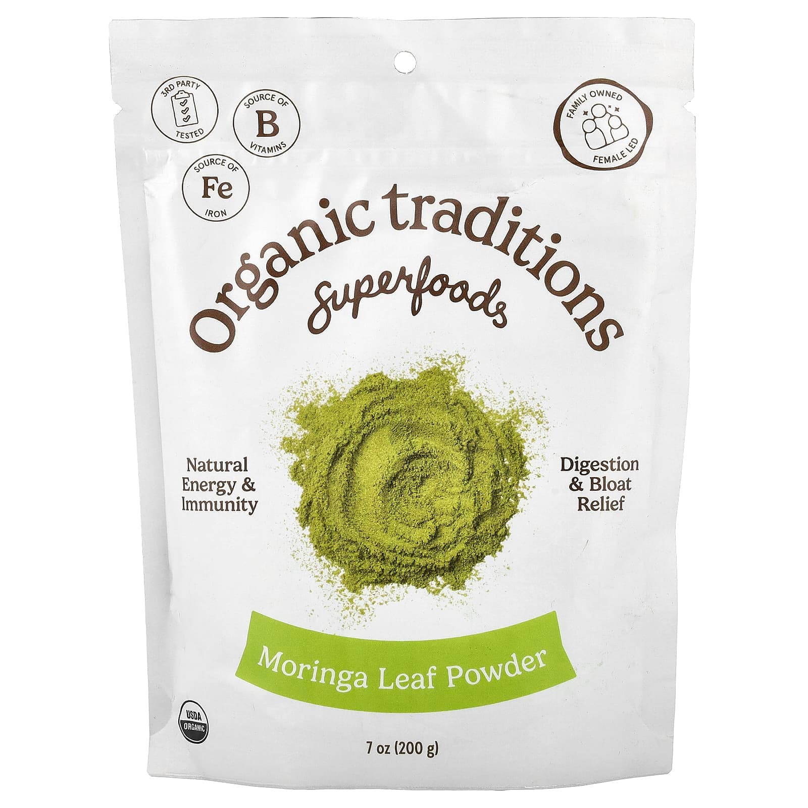 Organic Traditions Superfoods, Moringa Leaf Powder – 200 g de Organic Traditions