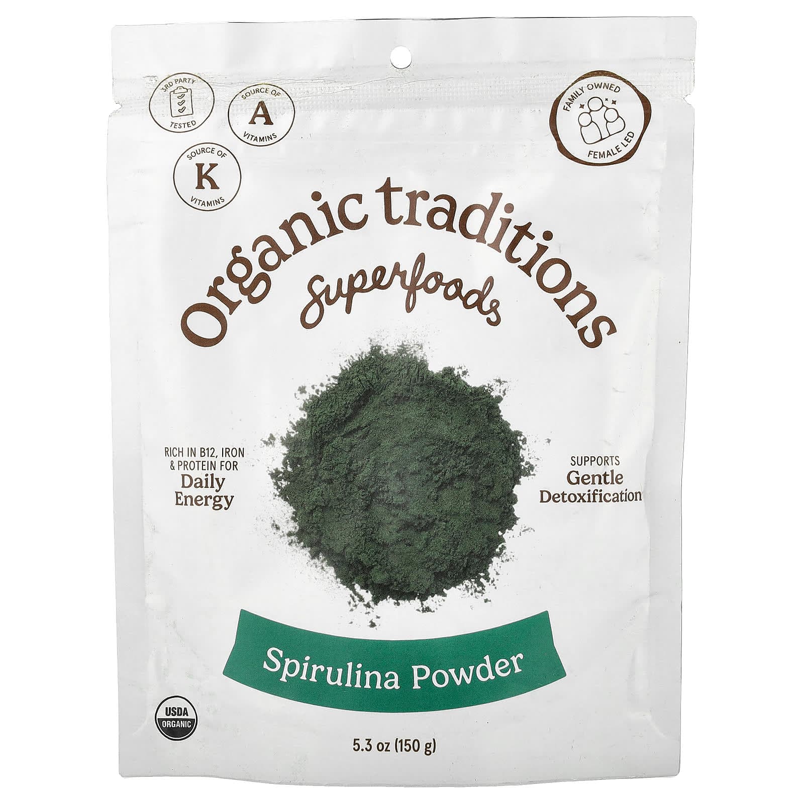 Organic Traditions Superfoods, Spirulina Powder – 150 g de Organic Traditions