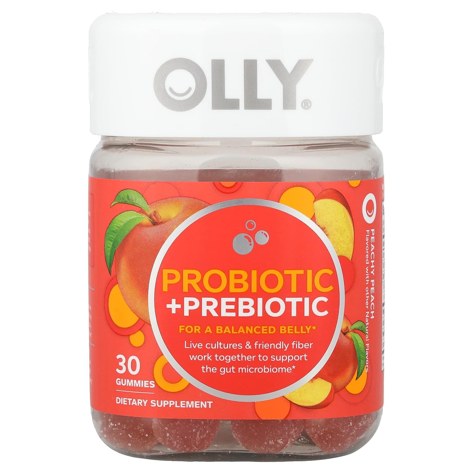 OLLY Probiotic + Prebiotic – Peachy Peach – 30 gommes de OLLY