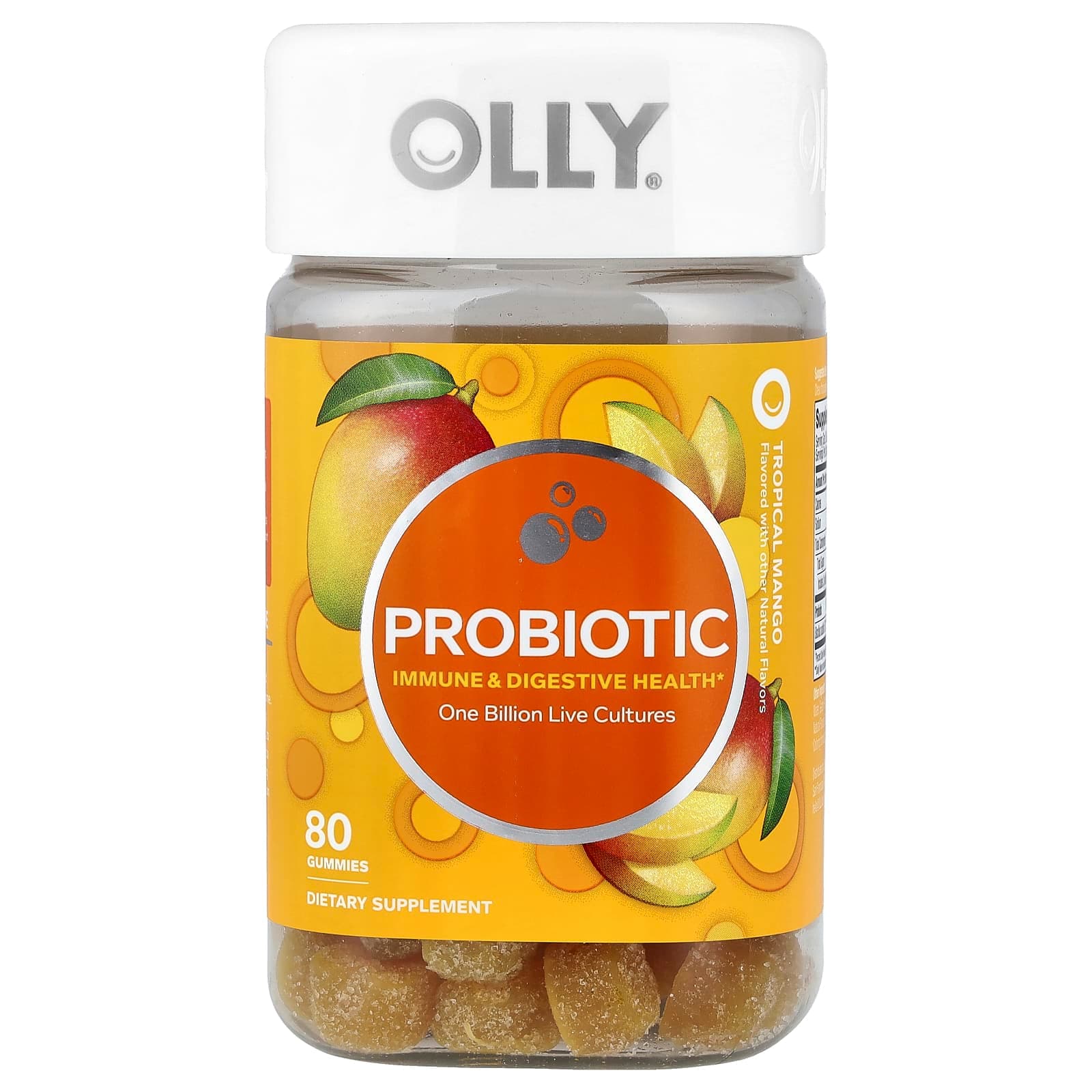OLLY Probiotic Gummies – Tropical Mango – 80 gommes de OLLY