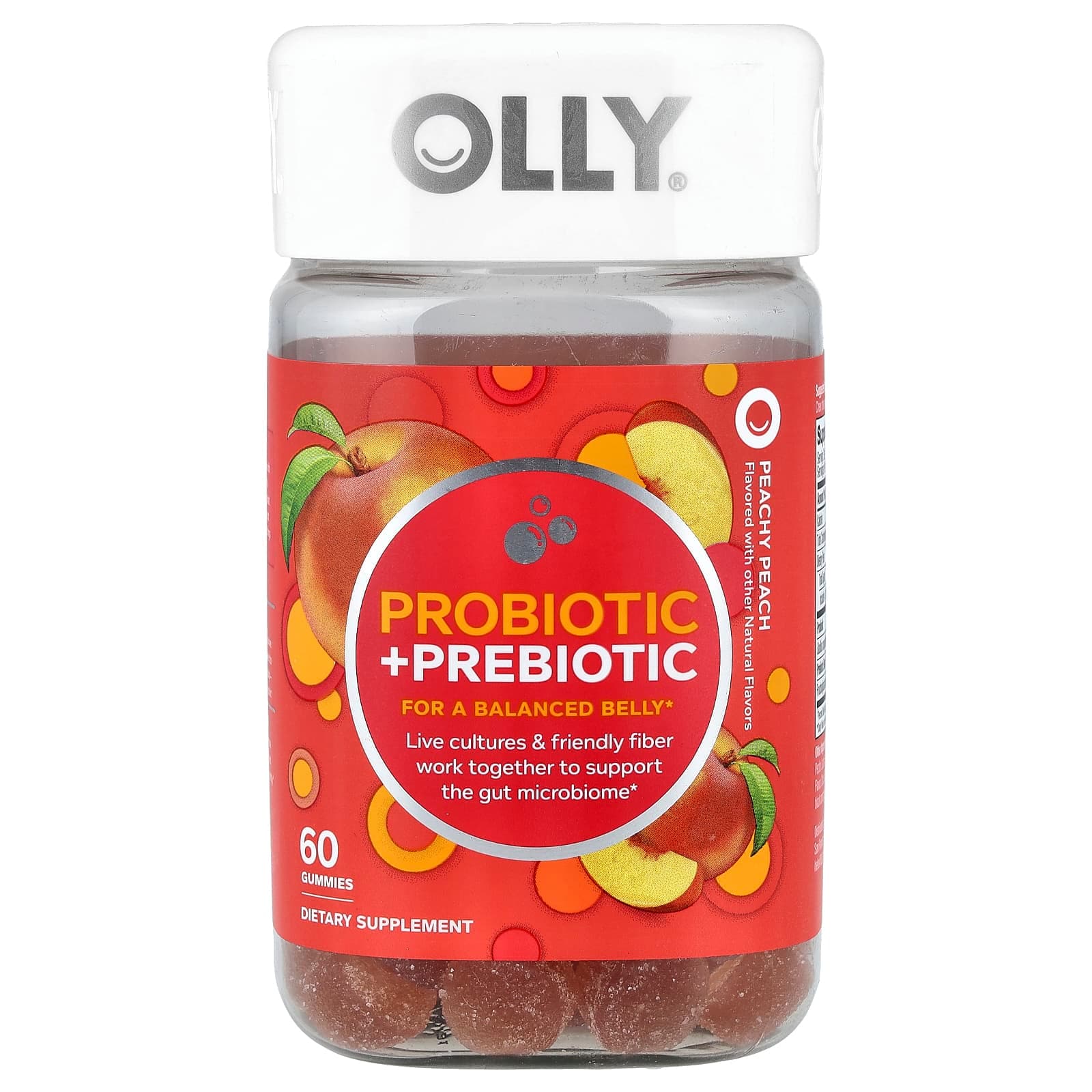 OLLY Probiotic + Prebiotic Gummies – Peachy Peach – 60 gommes de OLLY
