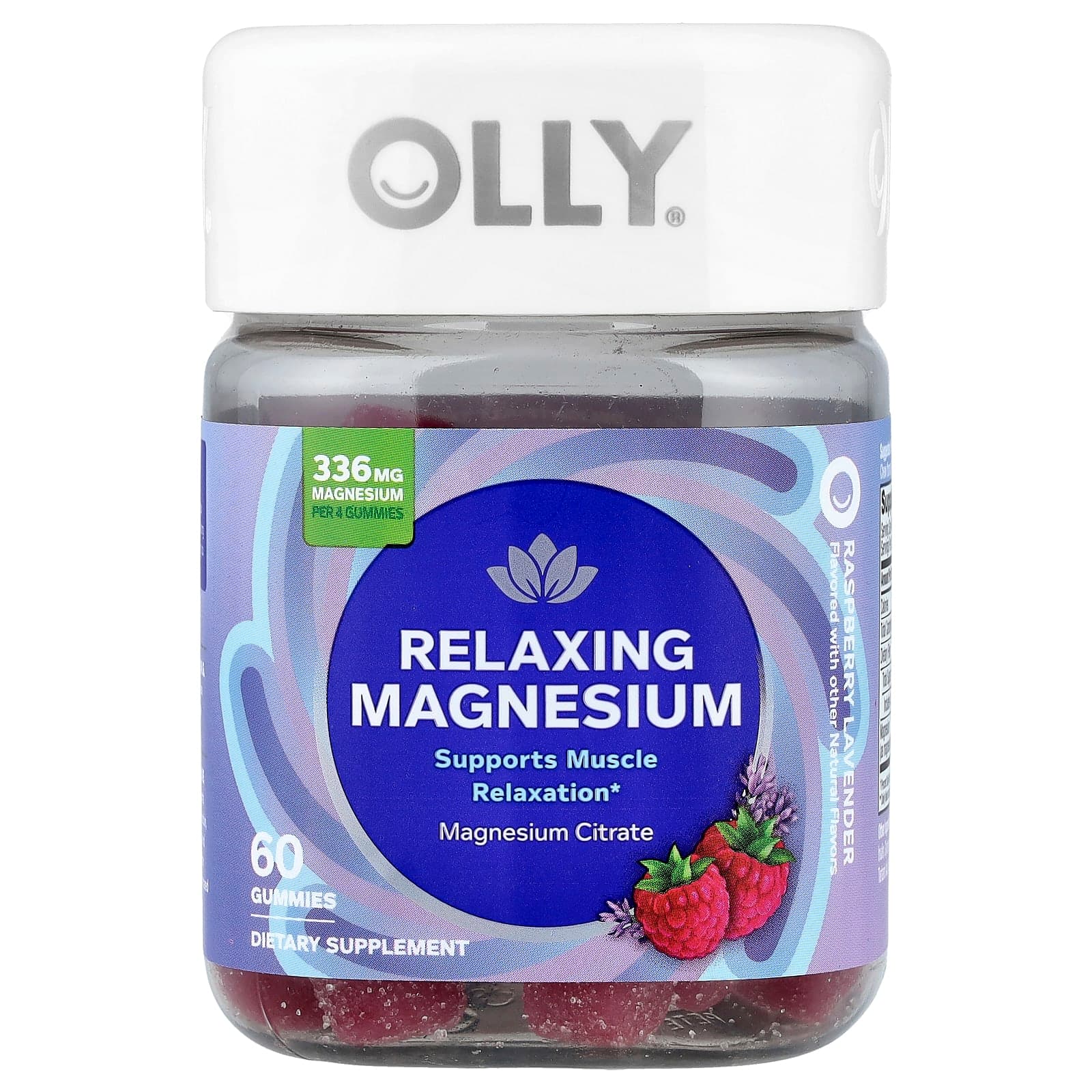 OLLY Relaxing Magnesium Gummies – Raspberry Lavender – 60 gommes de OLLY