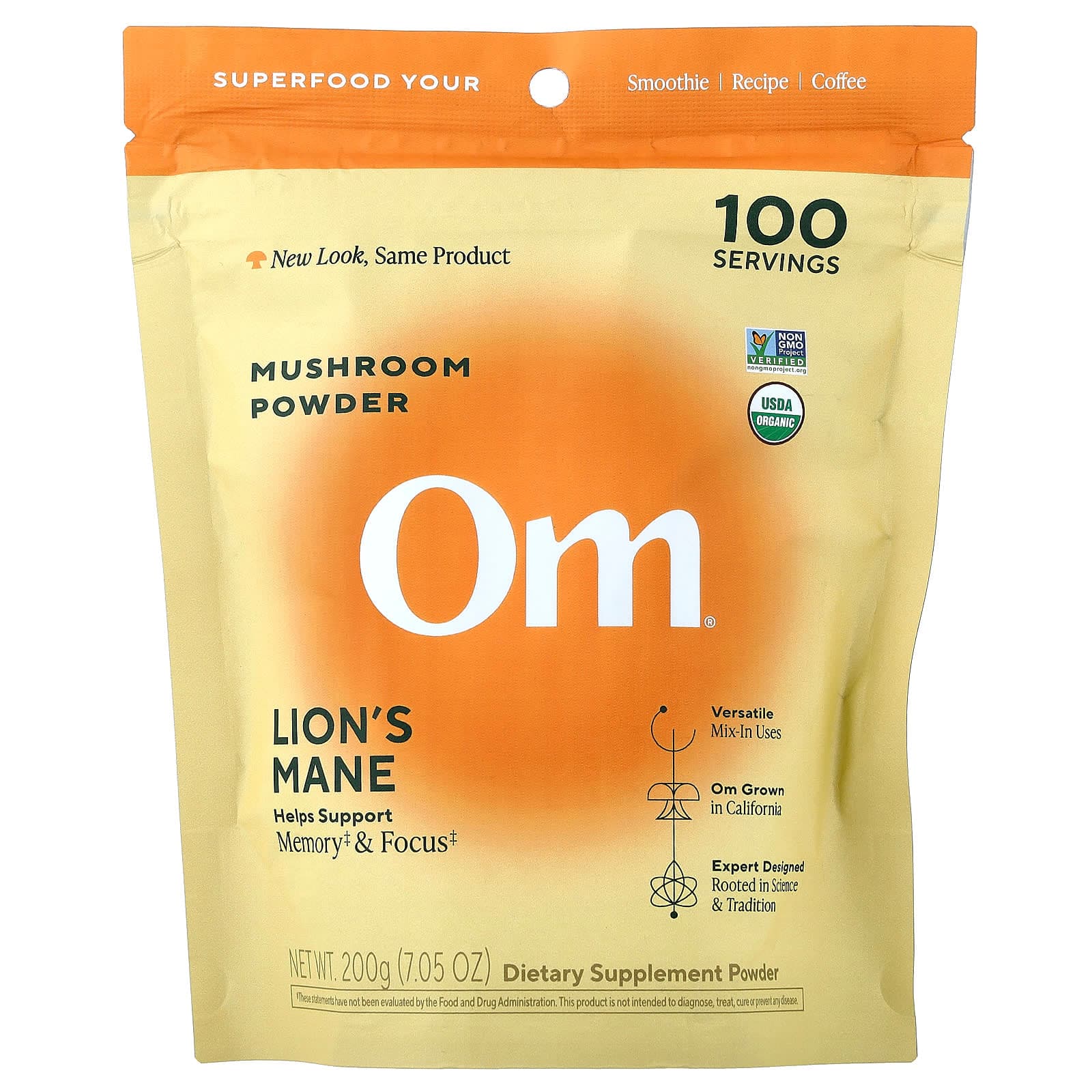 Om Mushrooms Mushroom Powder, Lion's Mane – 200 g de Om Mushrooms