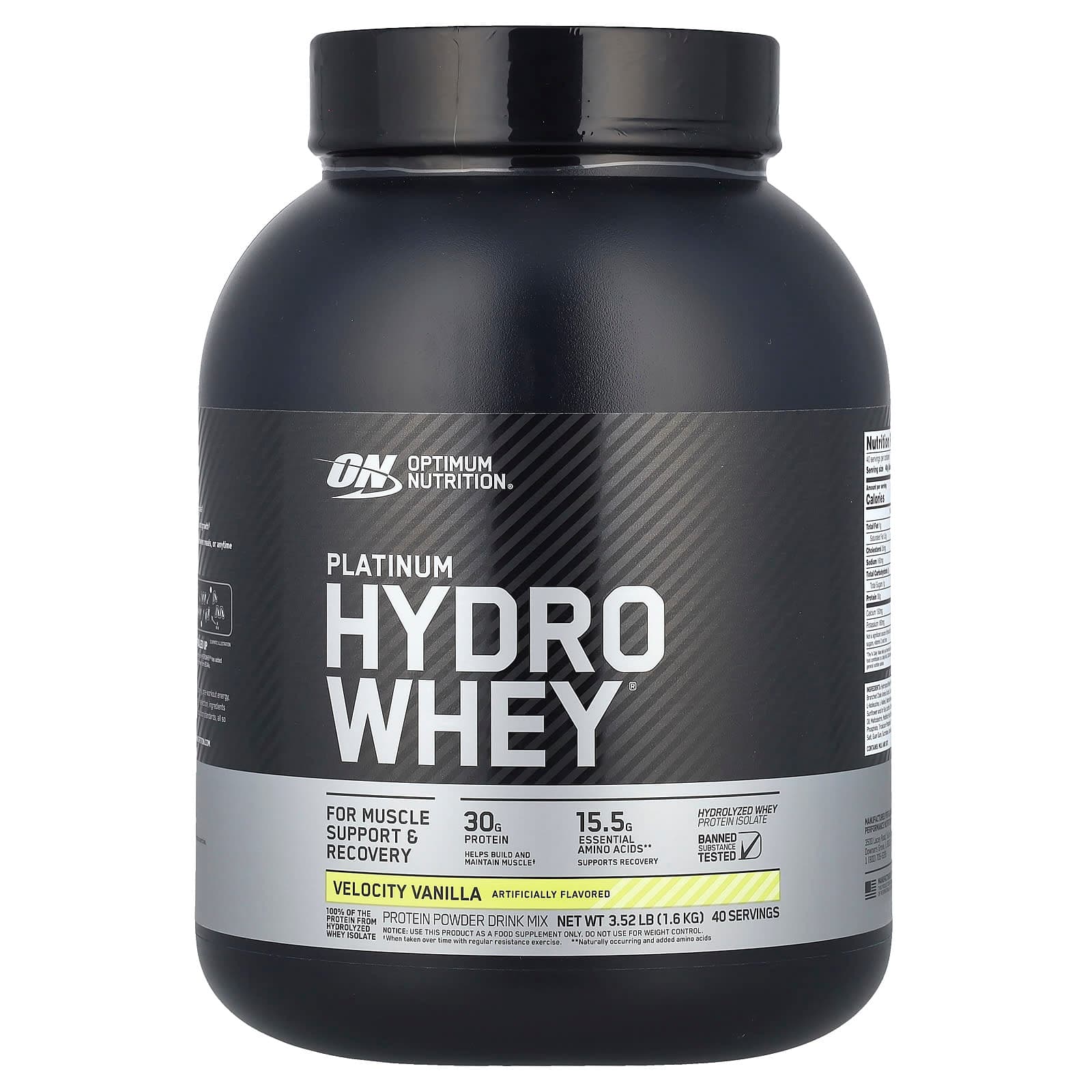 Optimum Nutrition Platinum Hydro Whey – Velocity Vanilla – 1,6 kg de Optimum Nutrition
