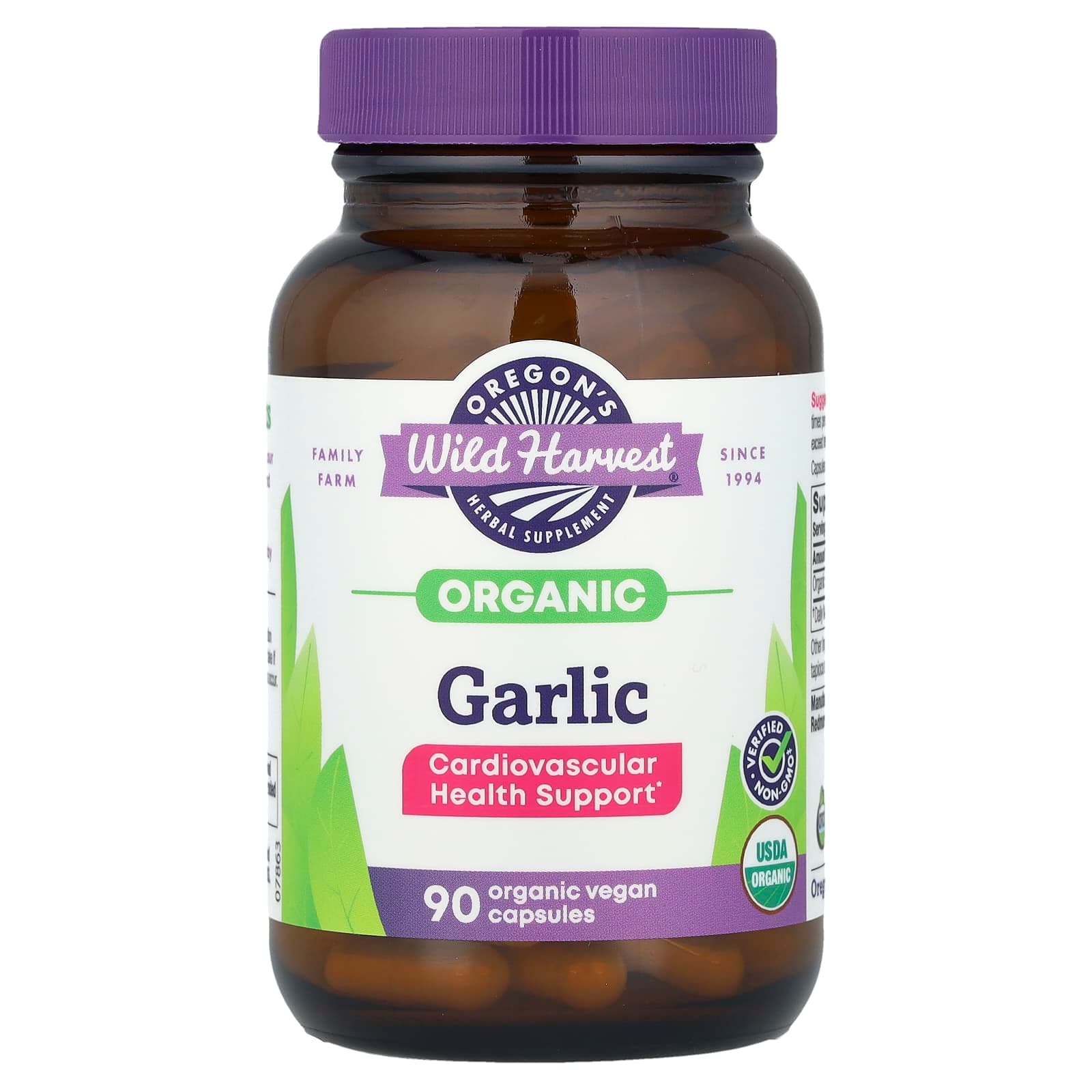 Oregon's Wild Harvest Organic Garlic, 90 Organic Vegan Capsules (525 mg per Capsule) de Oregon's Wild Harvest