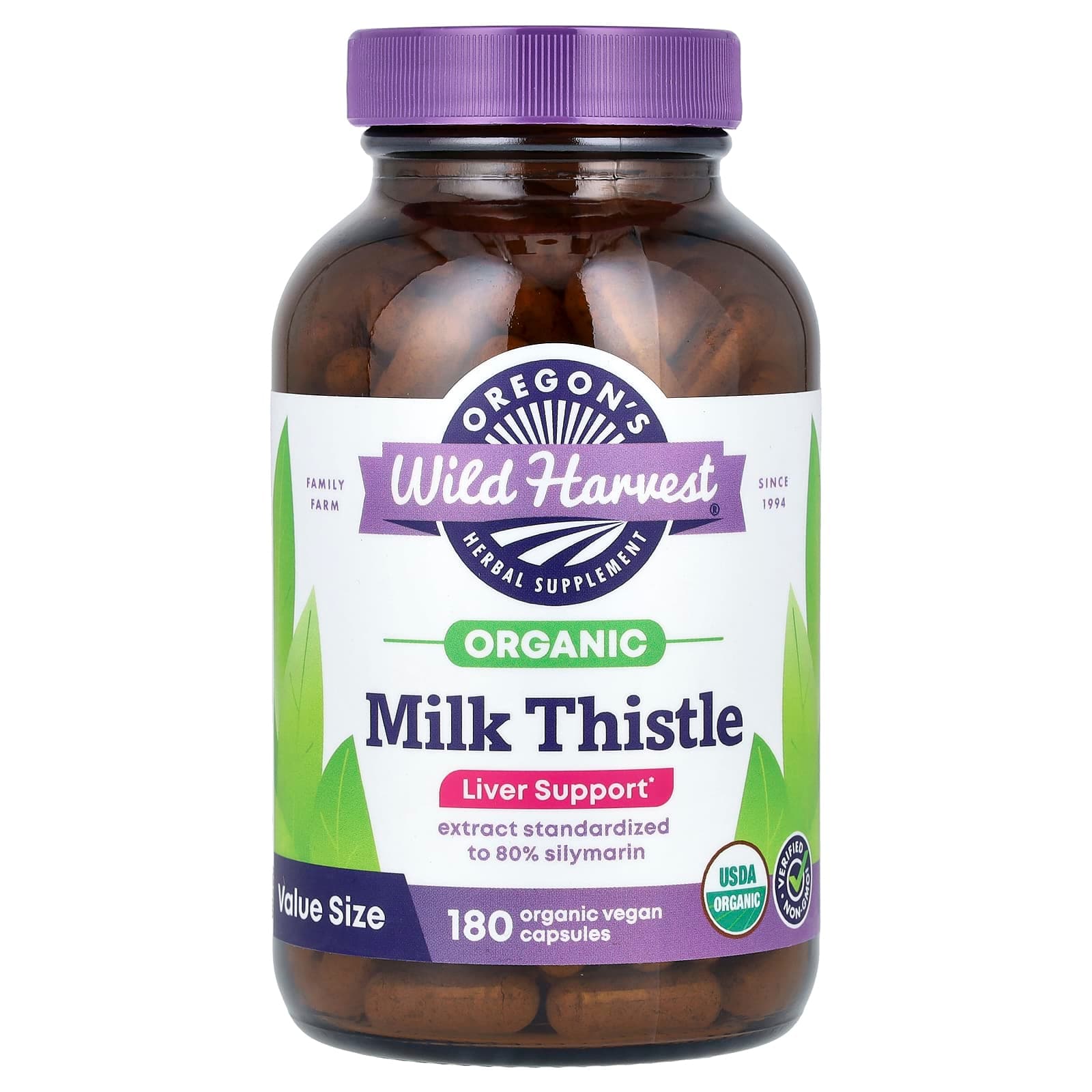 Oregon's Wild Harvest Organic Milk Thistle, 180 Organic Vegan Capsules de Oregon's Wild Harvest