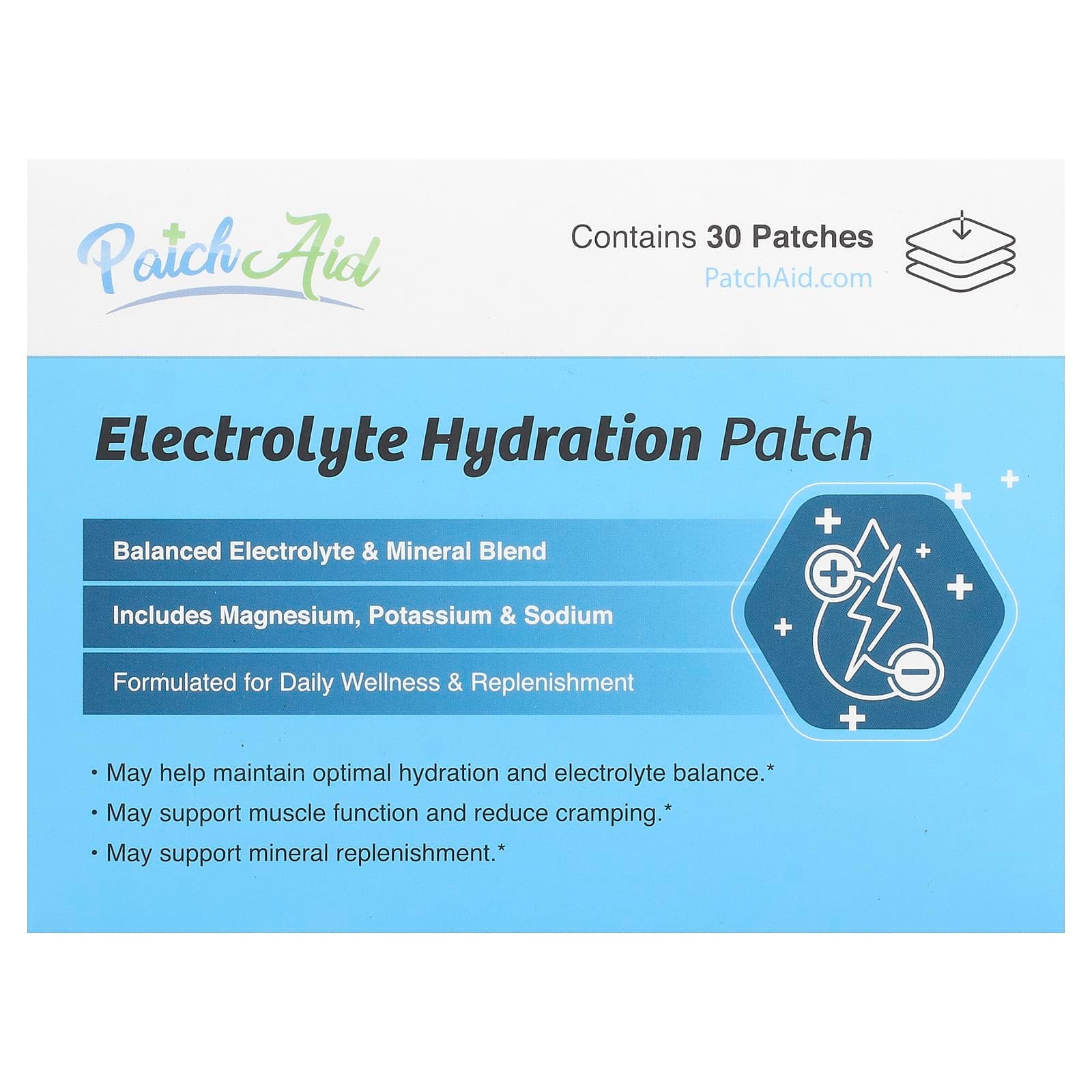 PatchAid Electrolyte Hydration Patch, 30 Patches de PatchAid