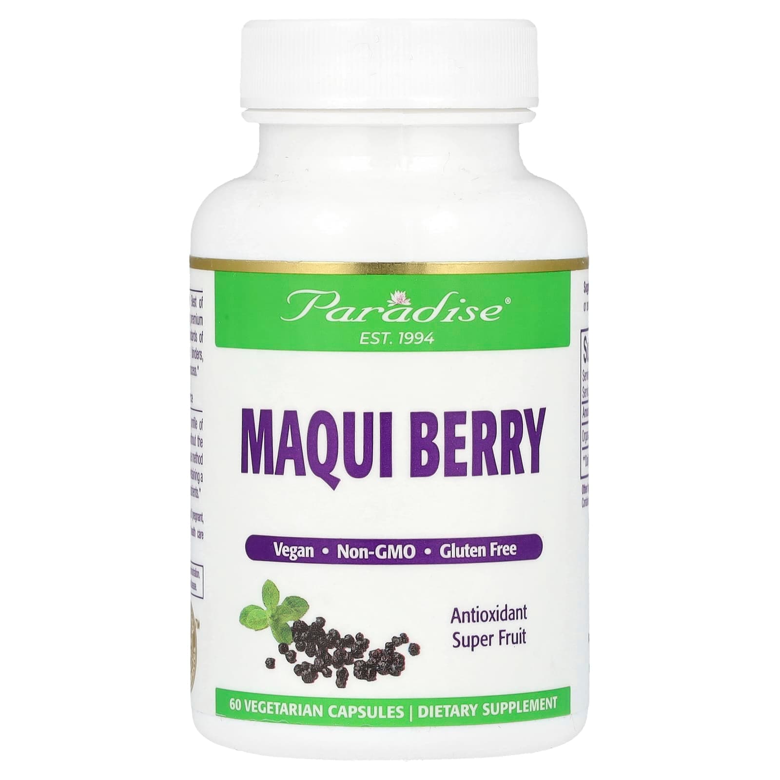 Paradise Herbs Maqui Berry – Maqui Berry – 60 gélules végétales de Paradise Herbs