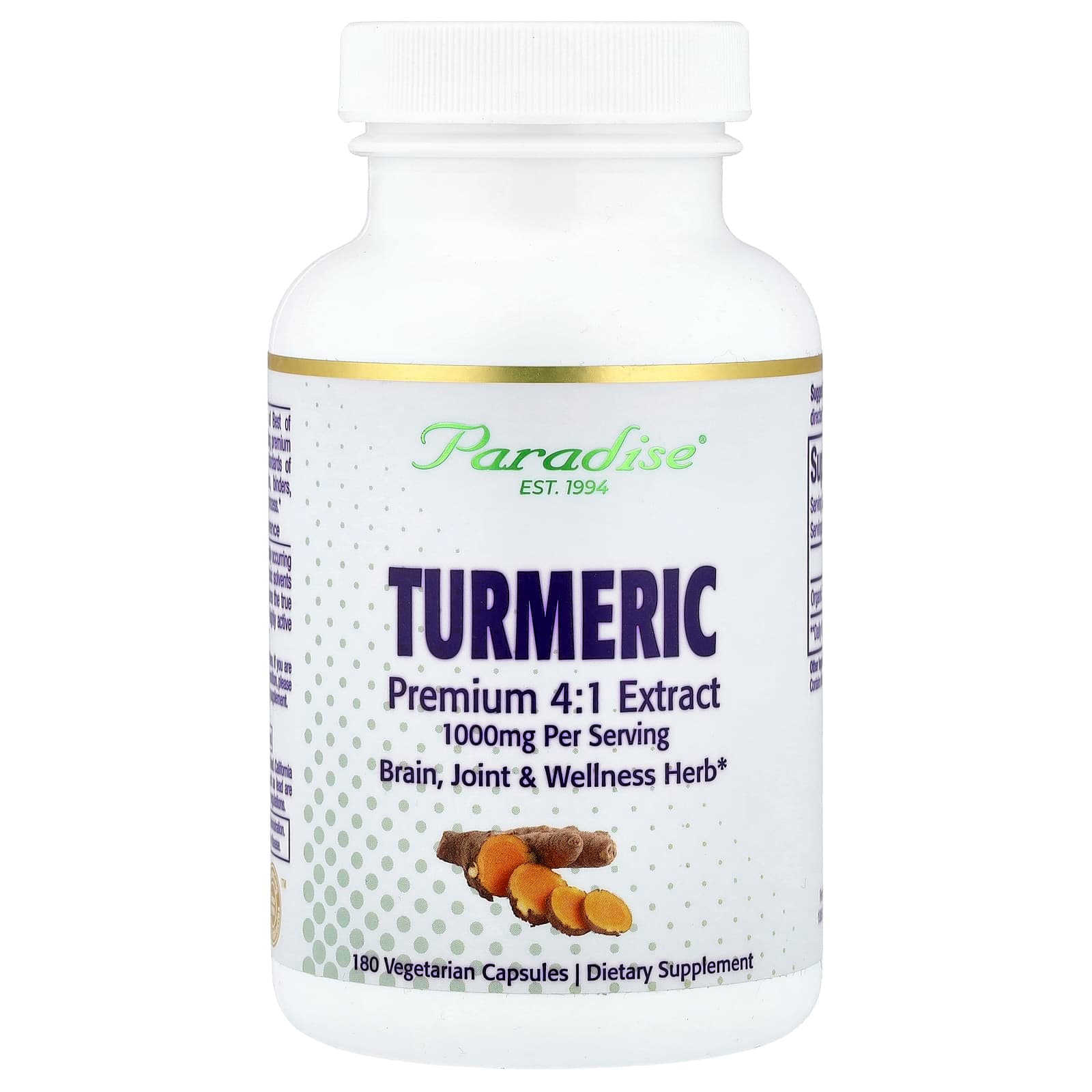 Paradise Herbs Turmeric – 180 gélules végétales de Paradise Herbs