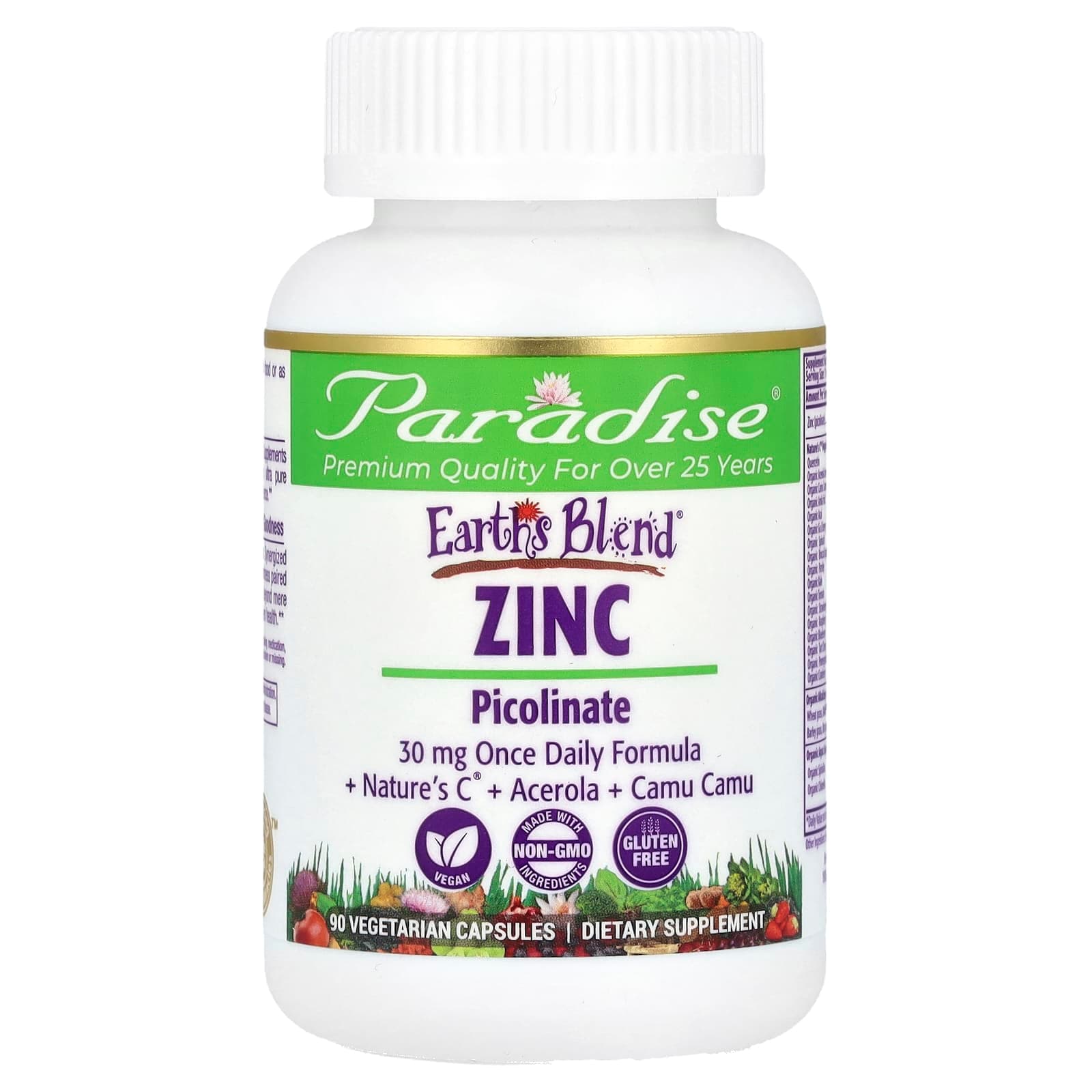 Paradise Herbs Earth's Blend, Zinc Picolinate – 90 gélules végétales de Paradise Herbs